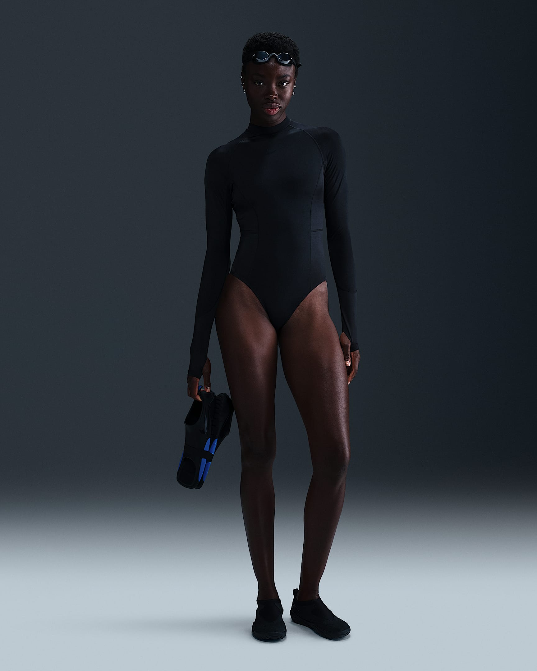 Nike Swim Fusion Women's HydraLock Long-Sleeve One-Piece (CB) - Black/Black