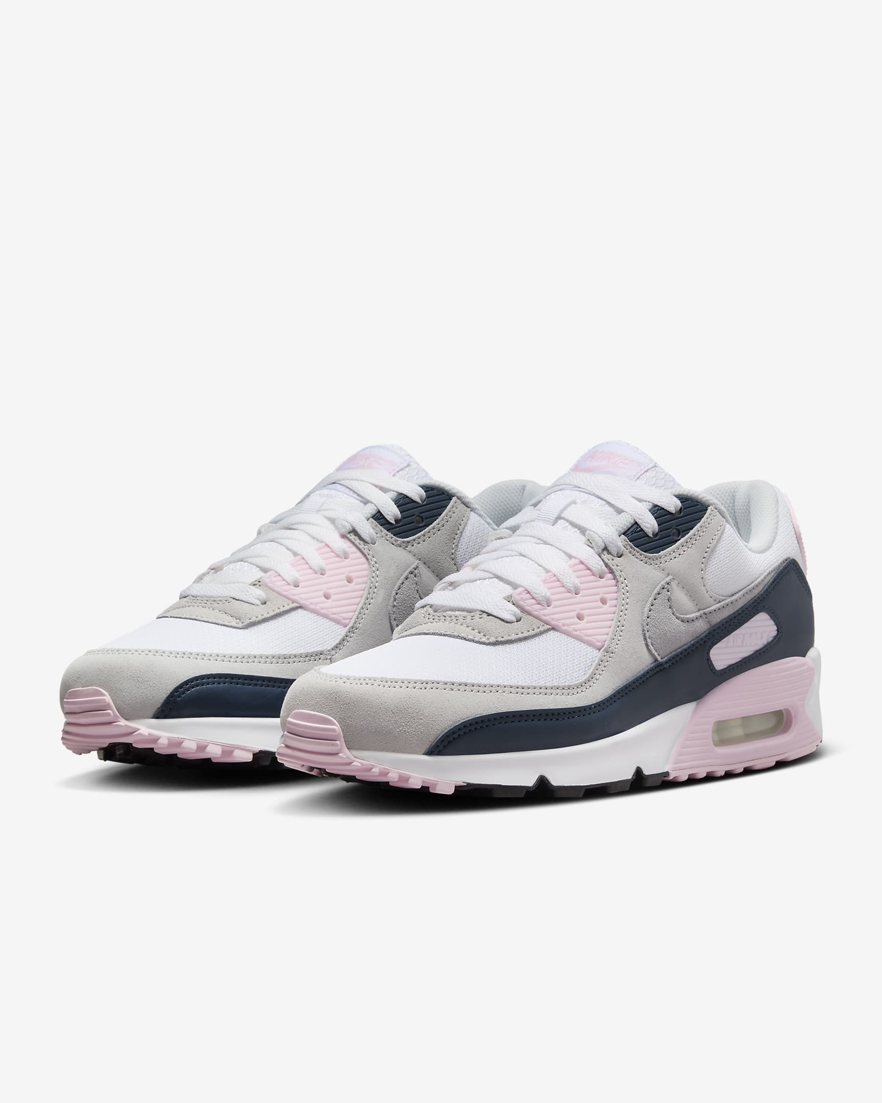 Buty męskie Nike Air Max 90 - Biel/Pink Foam/Armory Navy/Wolf Grey