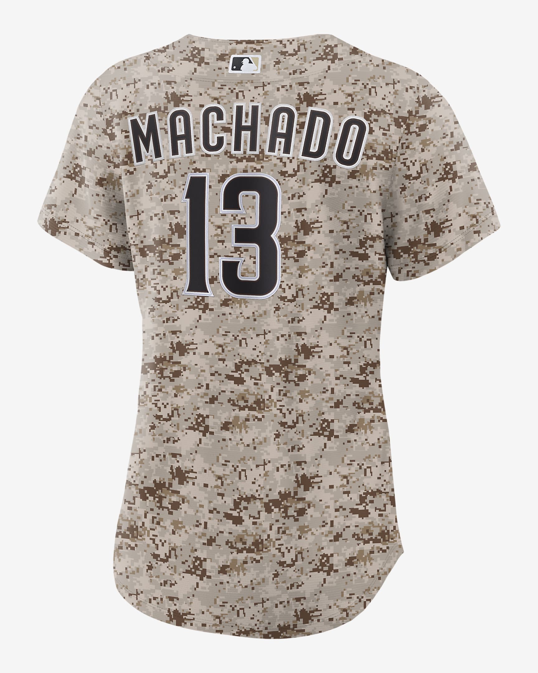 Jersey Nike de la MLB Replica para mujer Manny Machado San Diego Padres USMC - Camuflaje del desierto