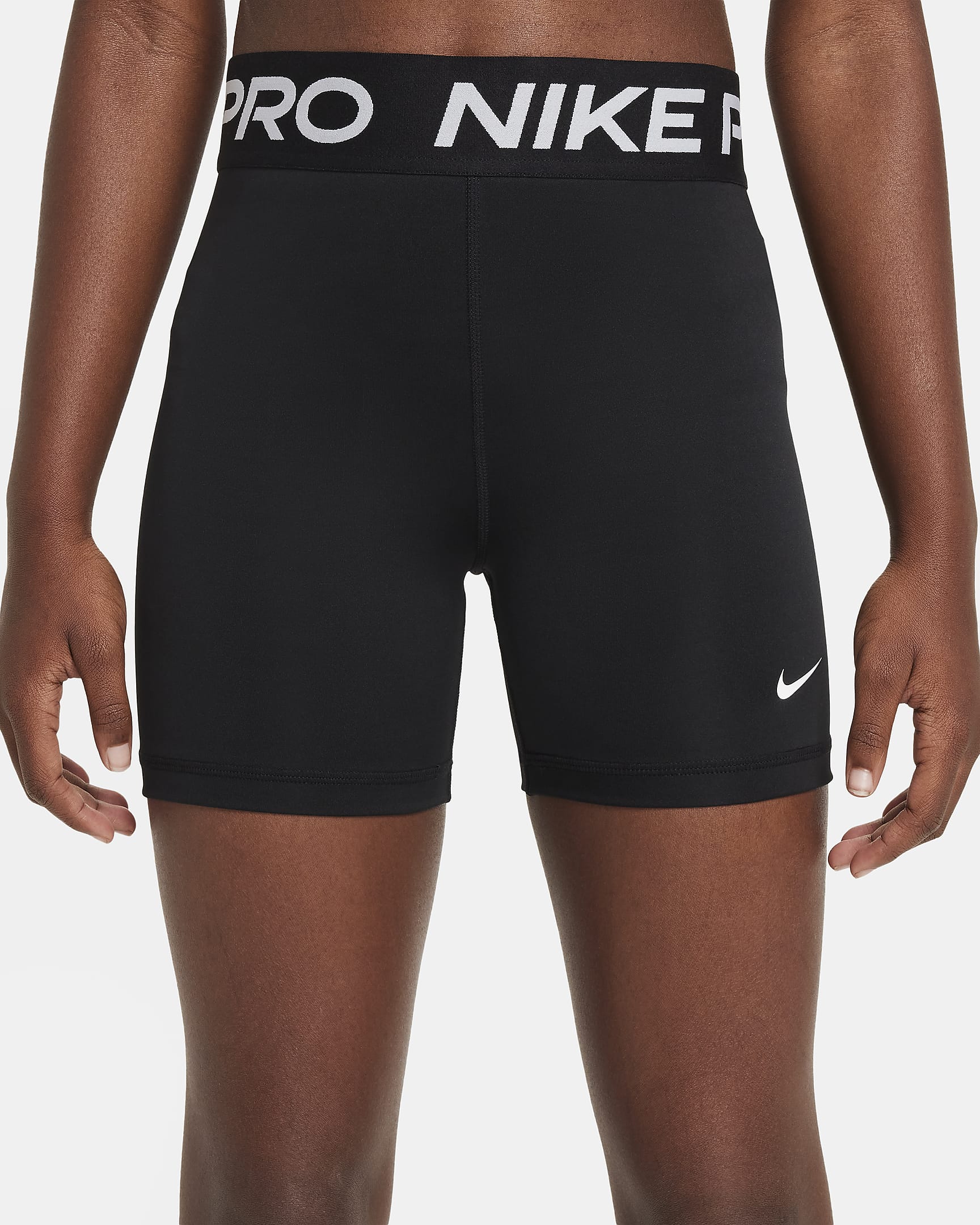 Nike Pro Older Kids' (Girls') Shorts - Black/White