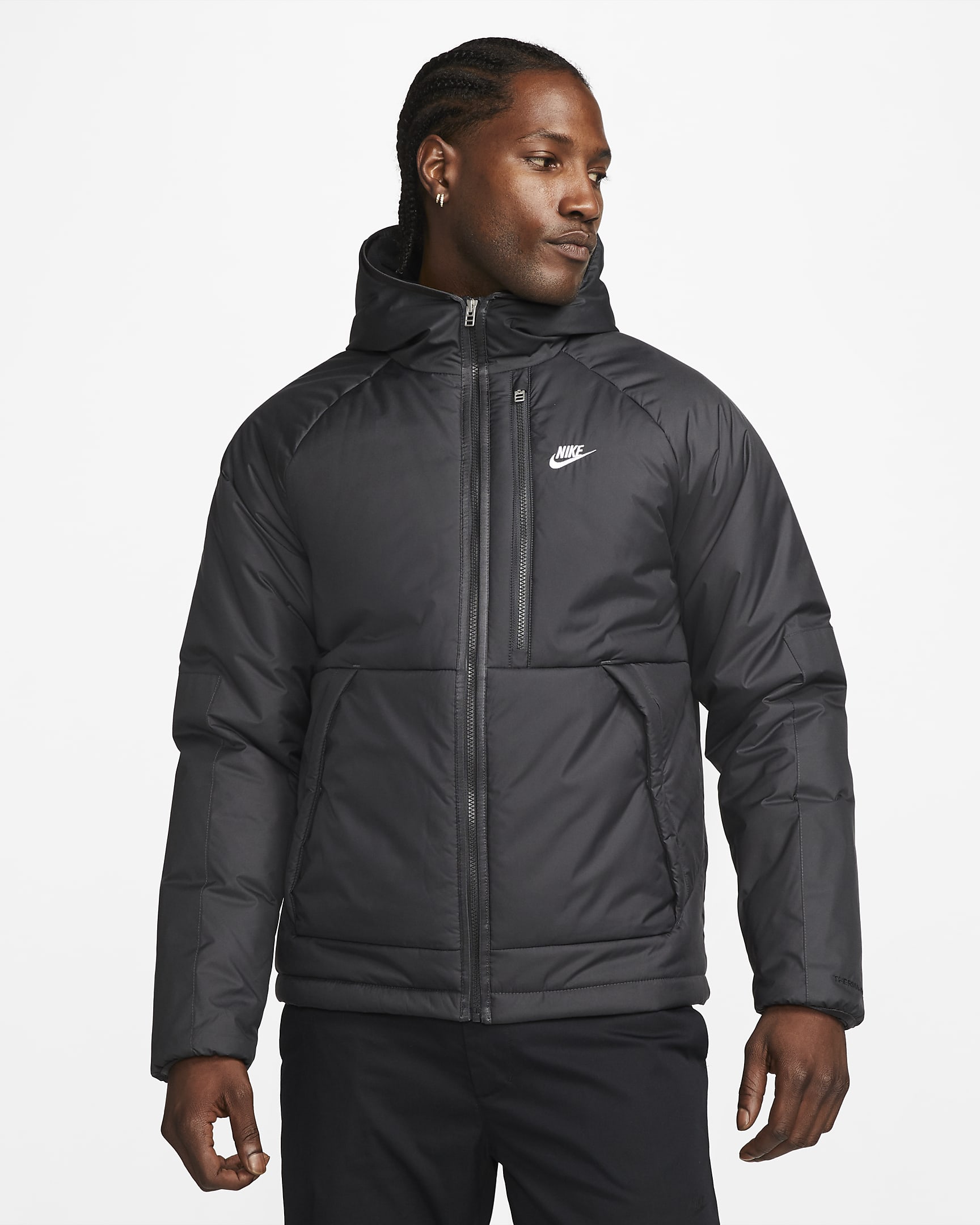 Nike Sportswear Therma-FIT Repel Men's Hooded Jacket - Dark Smoke Grey/Dark Smoke Grey/White