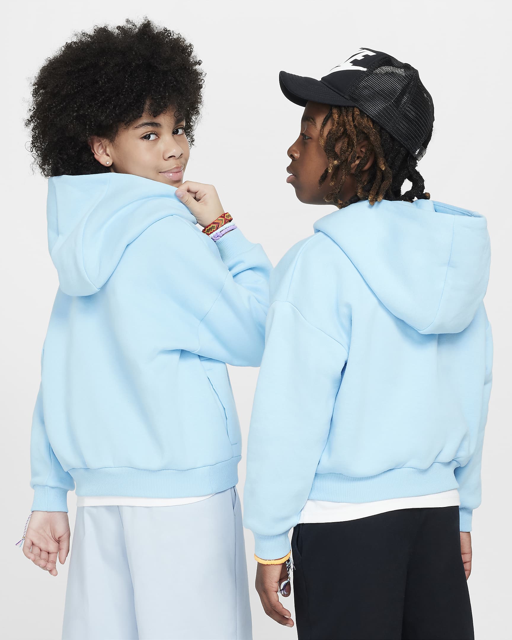 Nike SB Icon Fleece EasyOn Sudadera con capucha oversize - Niña - Aquarius Blue/Blanco