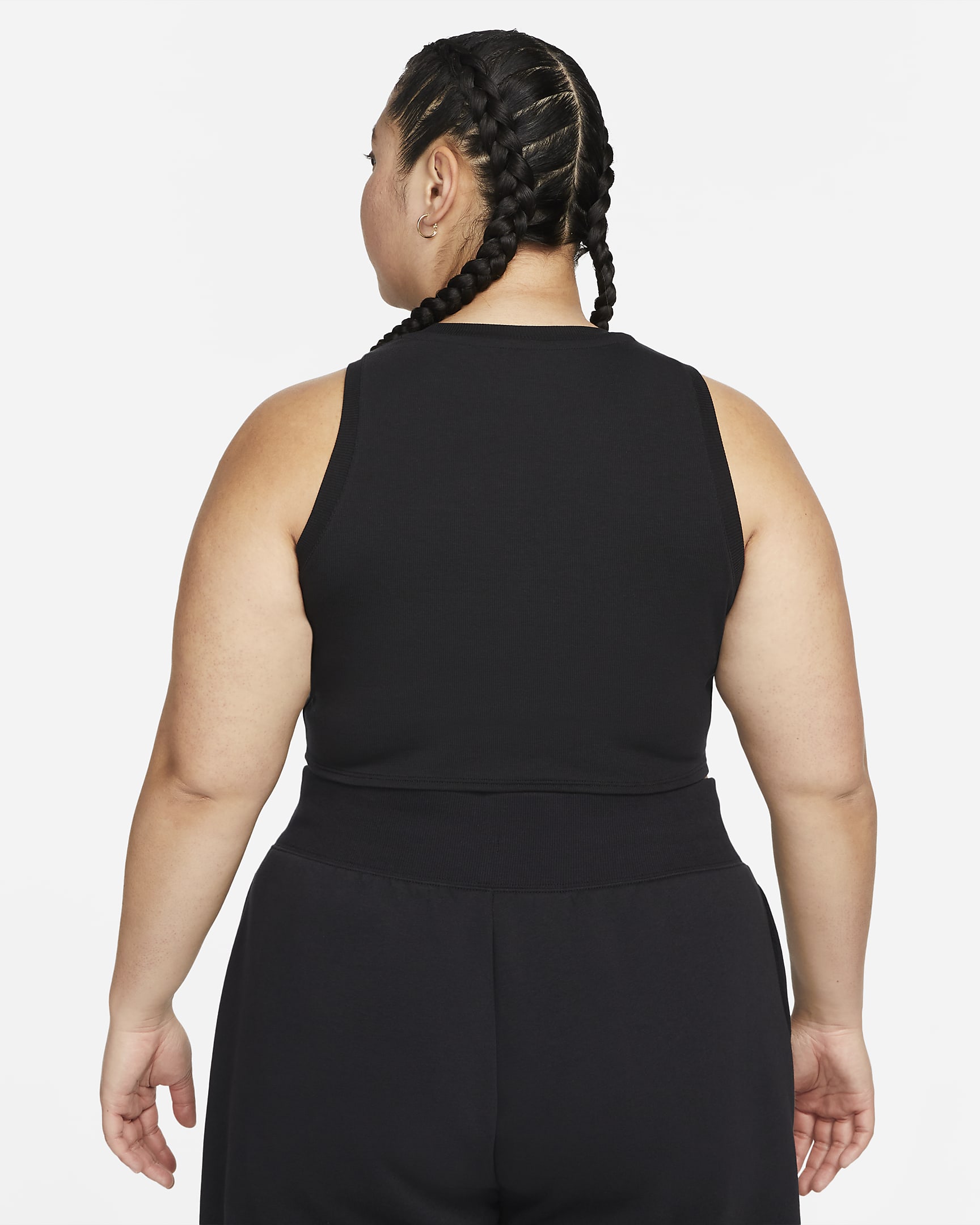 Nike Sportswear Chill Knit Women's Tight Cropped Mini-Rib Tank Top (Plus Size) - Black/Sail