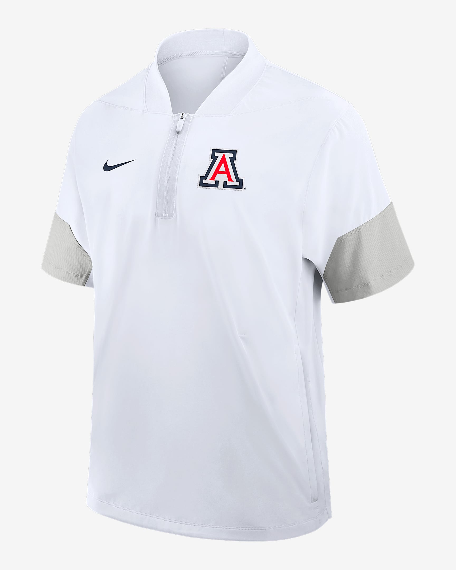 Arizona Sideline Coach Men's Nike College 1/2-Zip Short-Sleeve Hooded Jacket - White