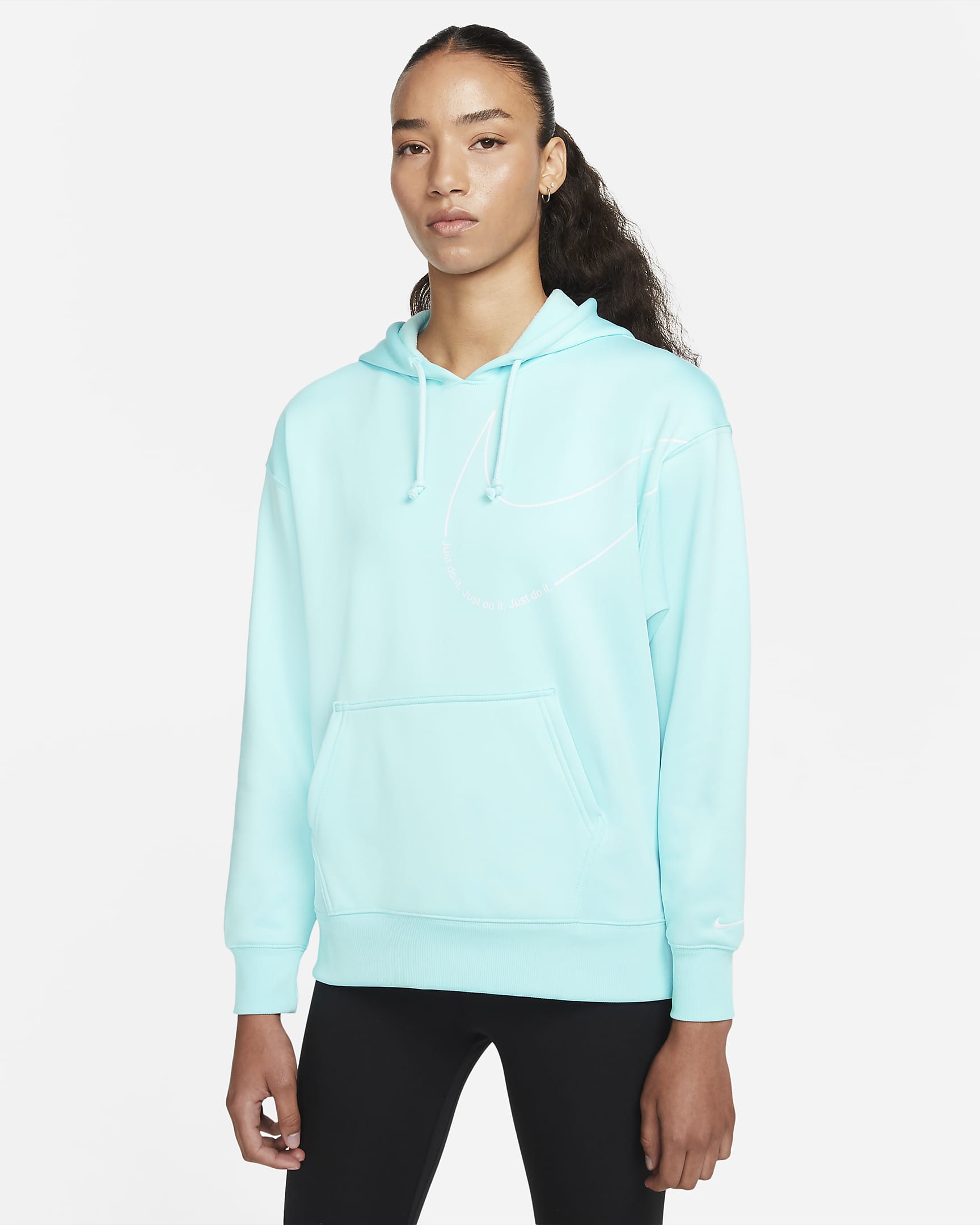 Sudadera con gorro de entrenamiento sin cierre de tejido Fleece para mujer Nike Therma-FIT - Copa/Blanco