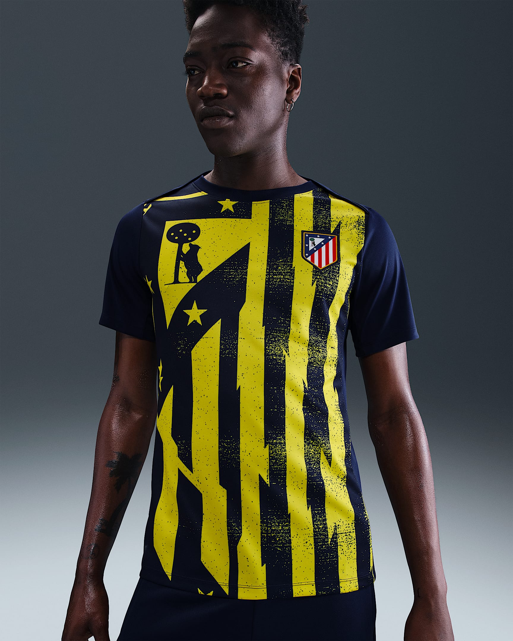 Atlético Madrid Academy Pro Away Men's Nike Dri-FIT Football Pre-Match Short-Sleeve Top - Binary Blue/Vibrant Yellow