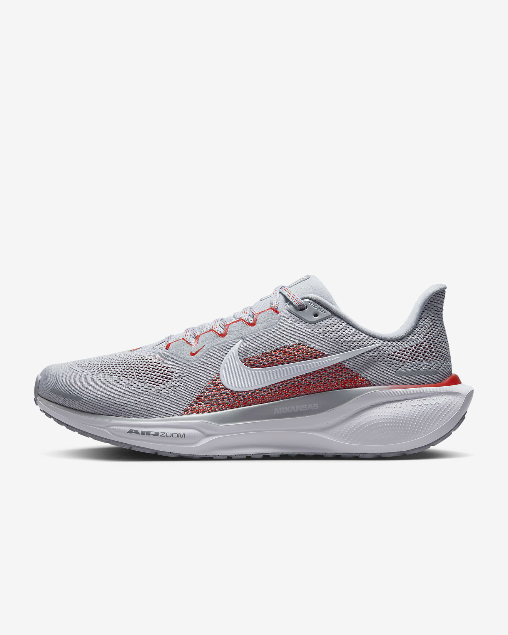 Arkansas Pegasus 41 Men's Nike College Road Running Shoes - Wolf Grey/White/Team Crimson/White