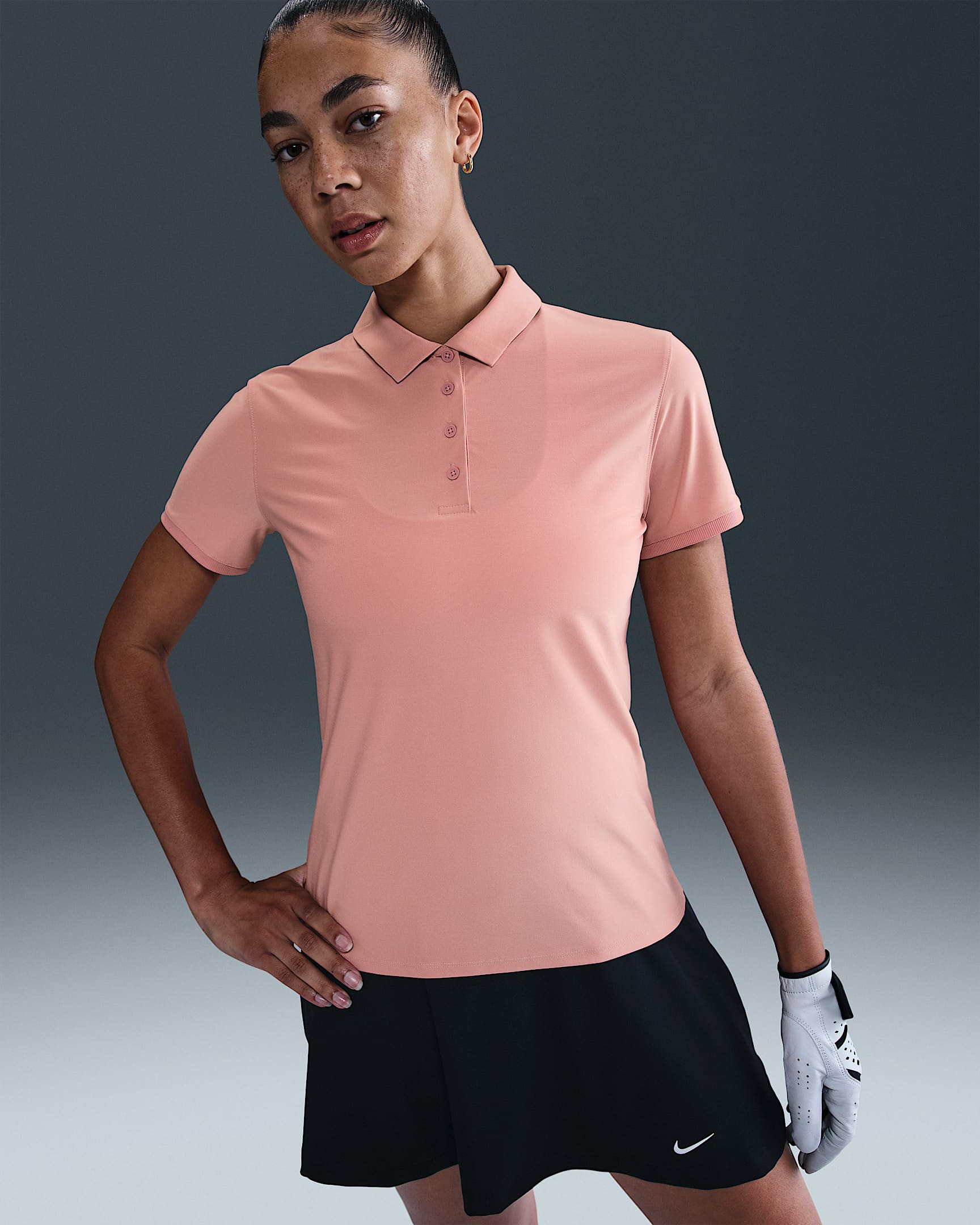 Nike Victory Women's Dri-FIT Short-Sleeve Golf Polo - Rust Pink/White