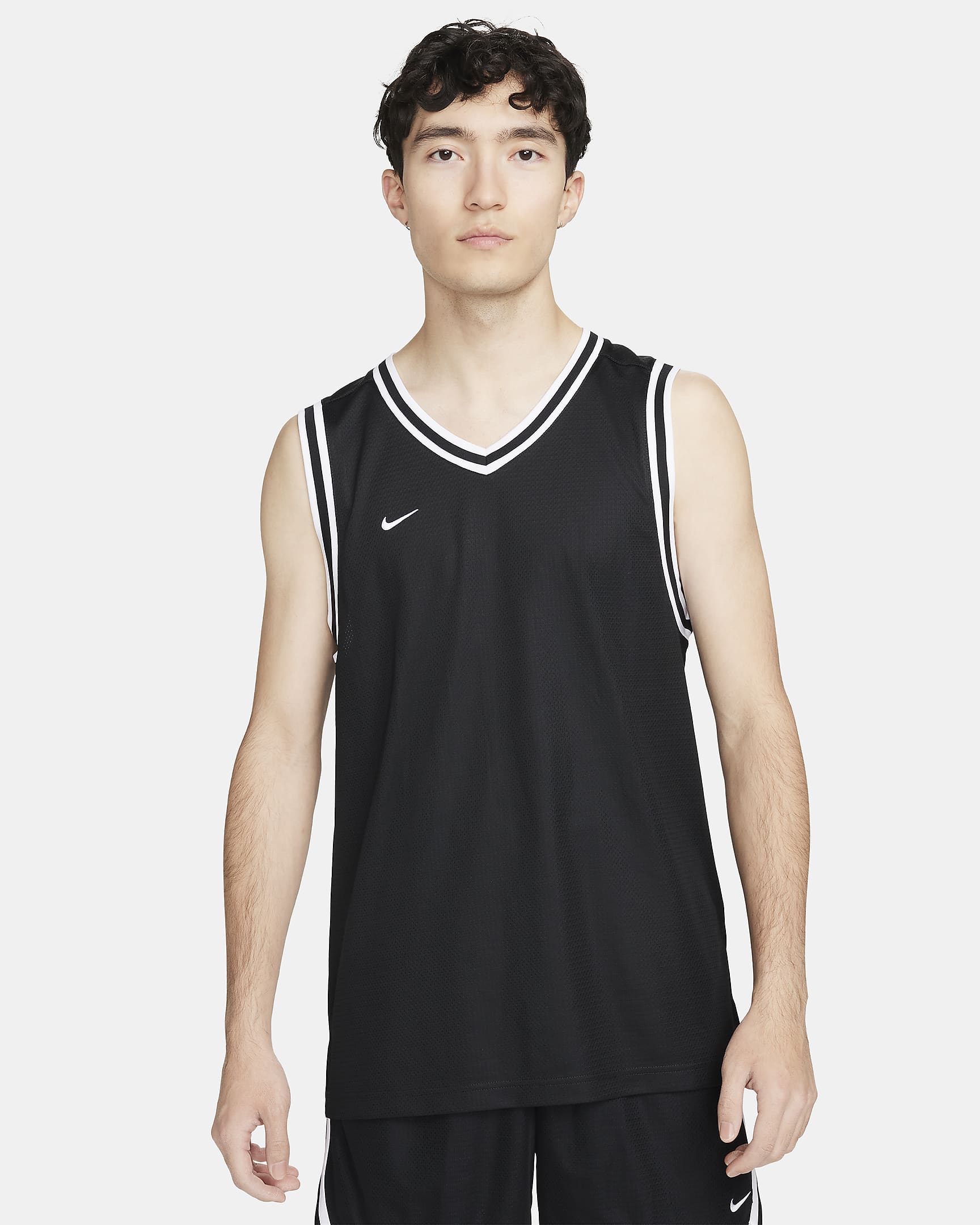 Nike DNA 男款 Dri-FIT 籃球衣 - 黑色/白色