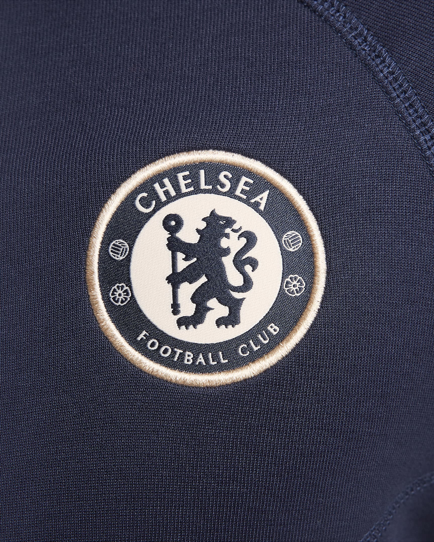 Chelsea F.C. Tech Fleece Windrunner Men's Nike Football Full-Zip Hoodie - Obsidian/Guava Ice