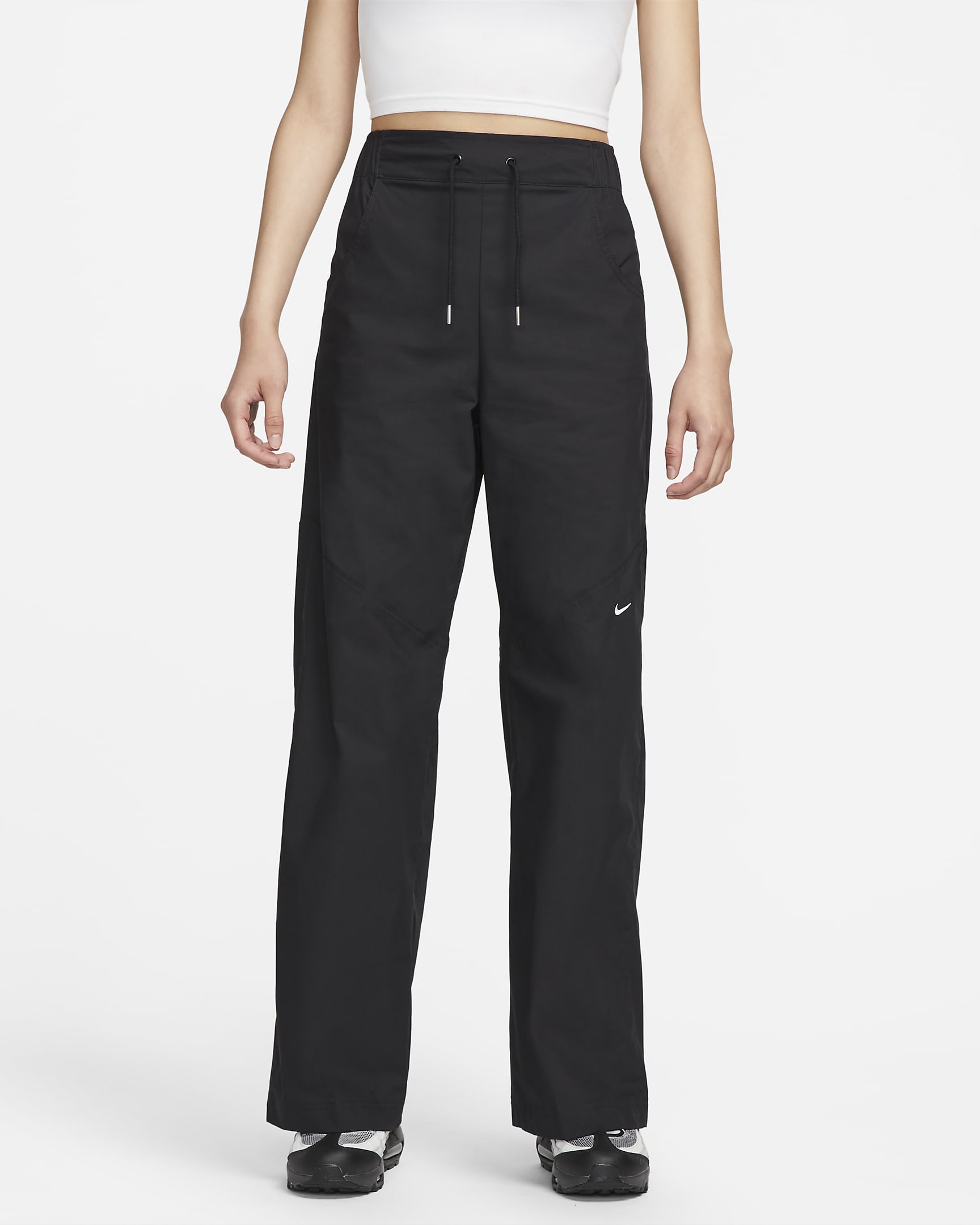 Nike Sportswear Essentials Pantalón de tejido Woven de talle alto - Mujer - Negro/Blanco