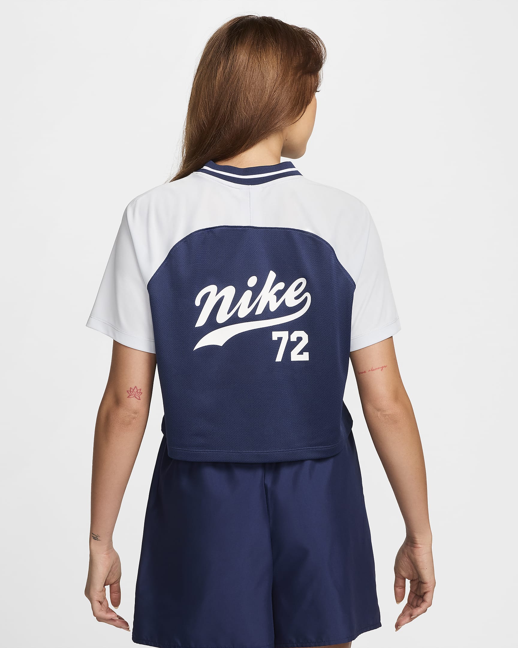 Nike Sportswear Women's Short-Sleeve Cropped Top - Pure Platinum/Midnight Navy