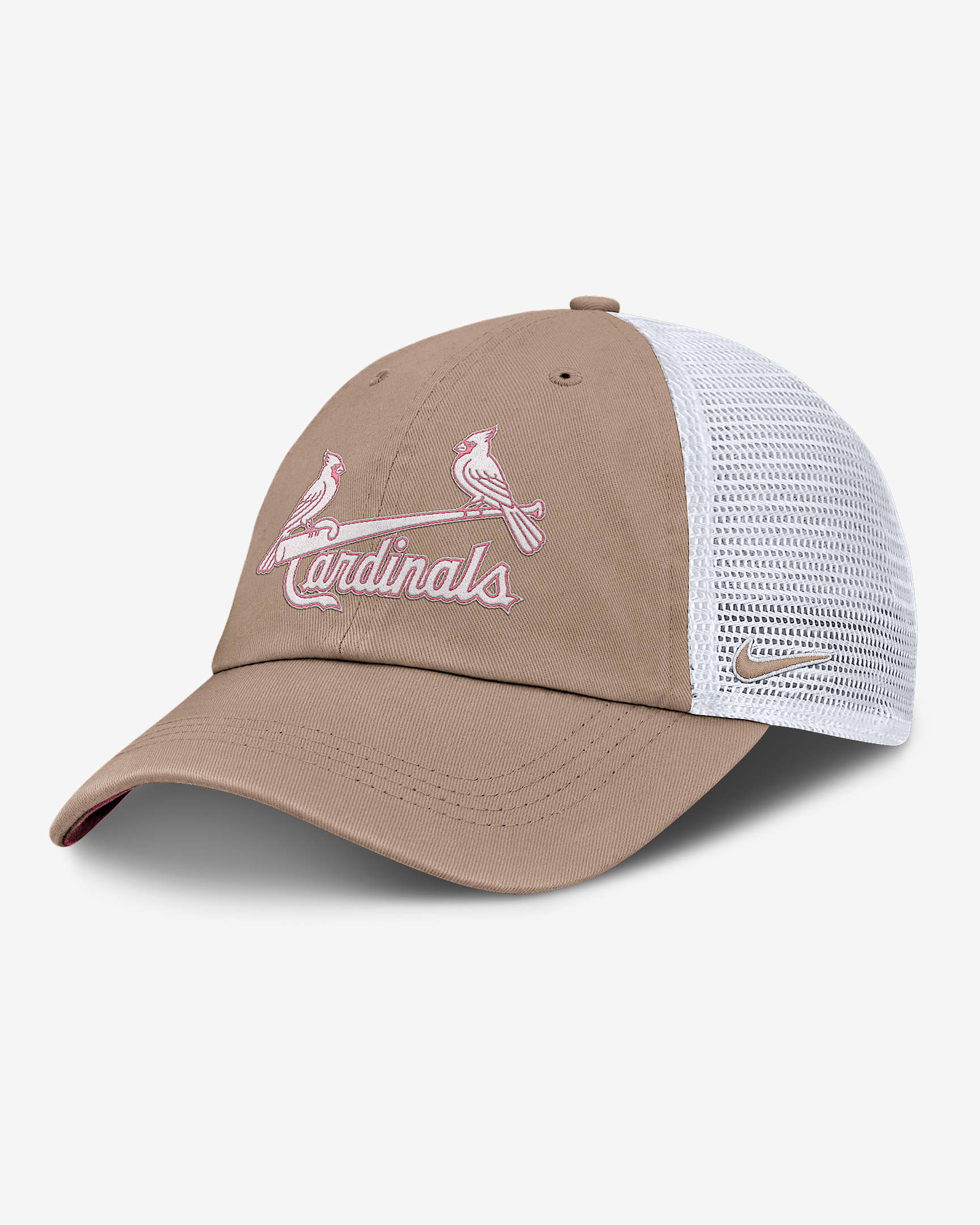 St. Louis Cardinals Club Men's Nike MLB Trucker Adjustable Hat - Khaki/White
