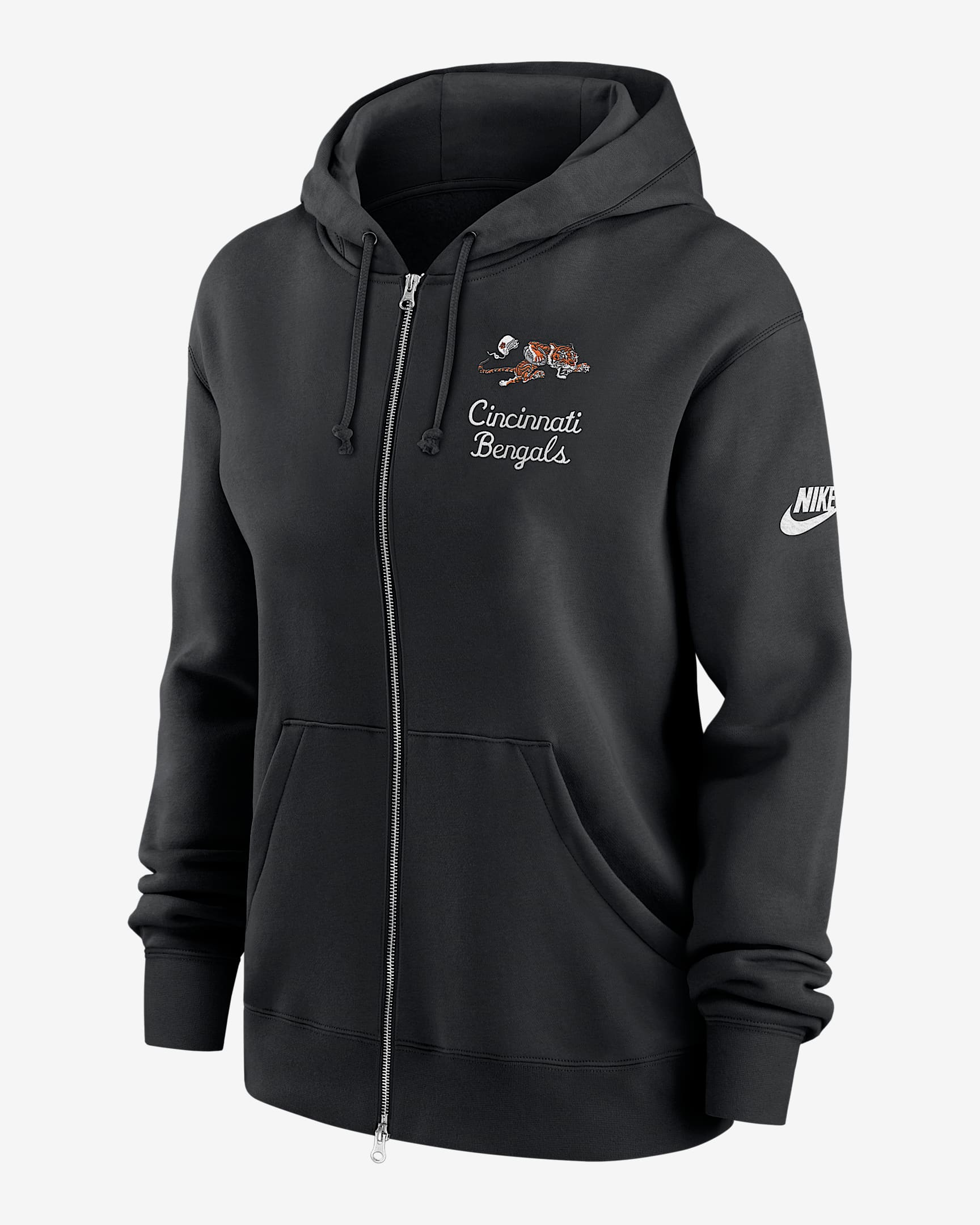 Sudadera con gorro Nike de la NFL de cierre completo para mujer Cincinnati Bengals Phoenix Rewind - Negro