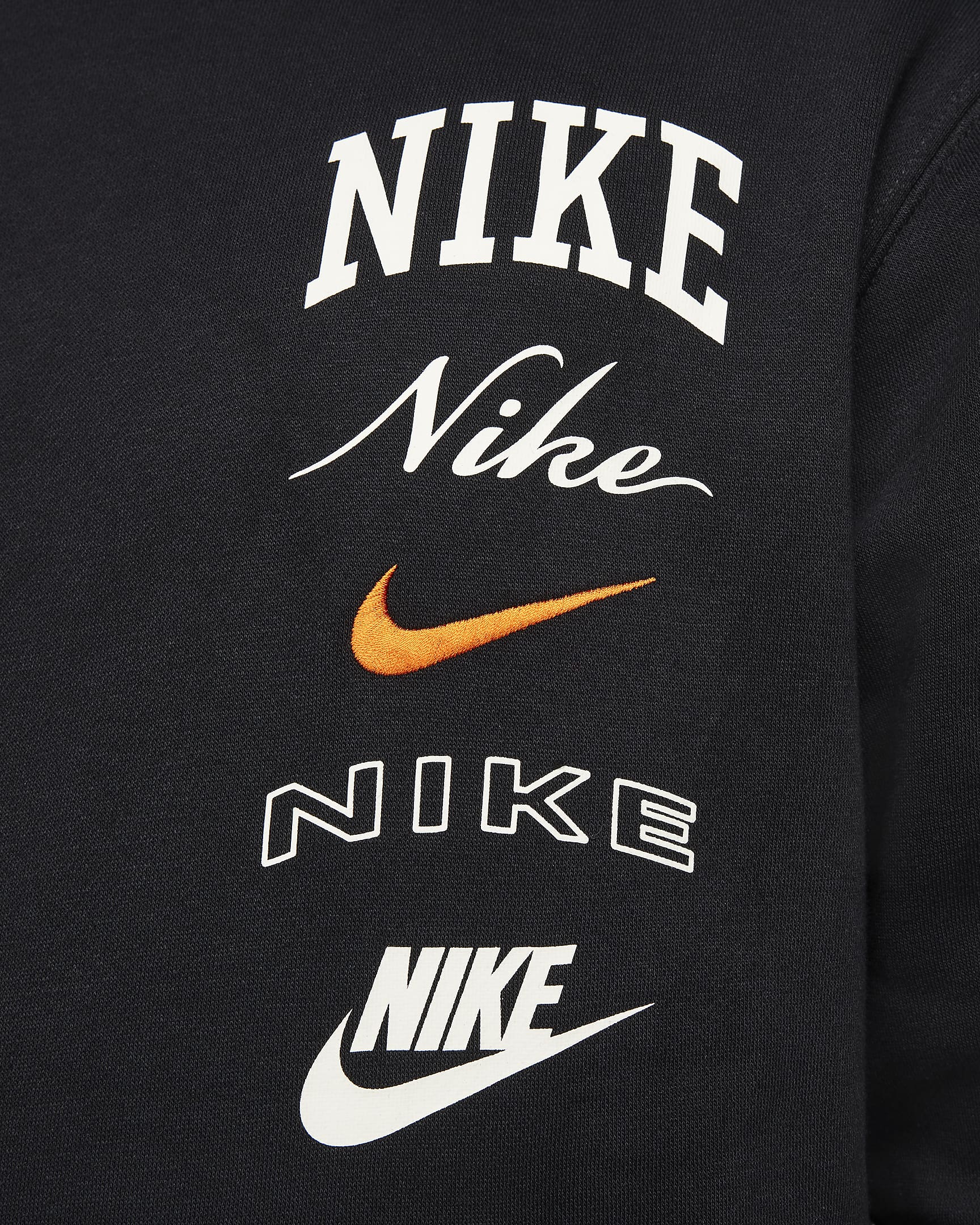 Nike Club Fleece Men's Pullover Hoodie - Black/Safety Orange