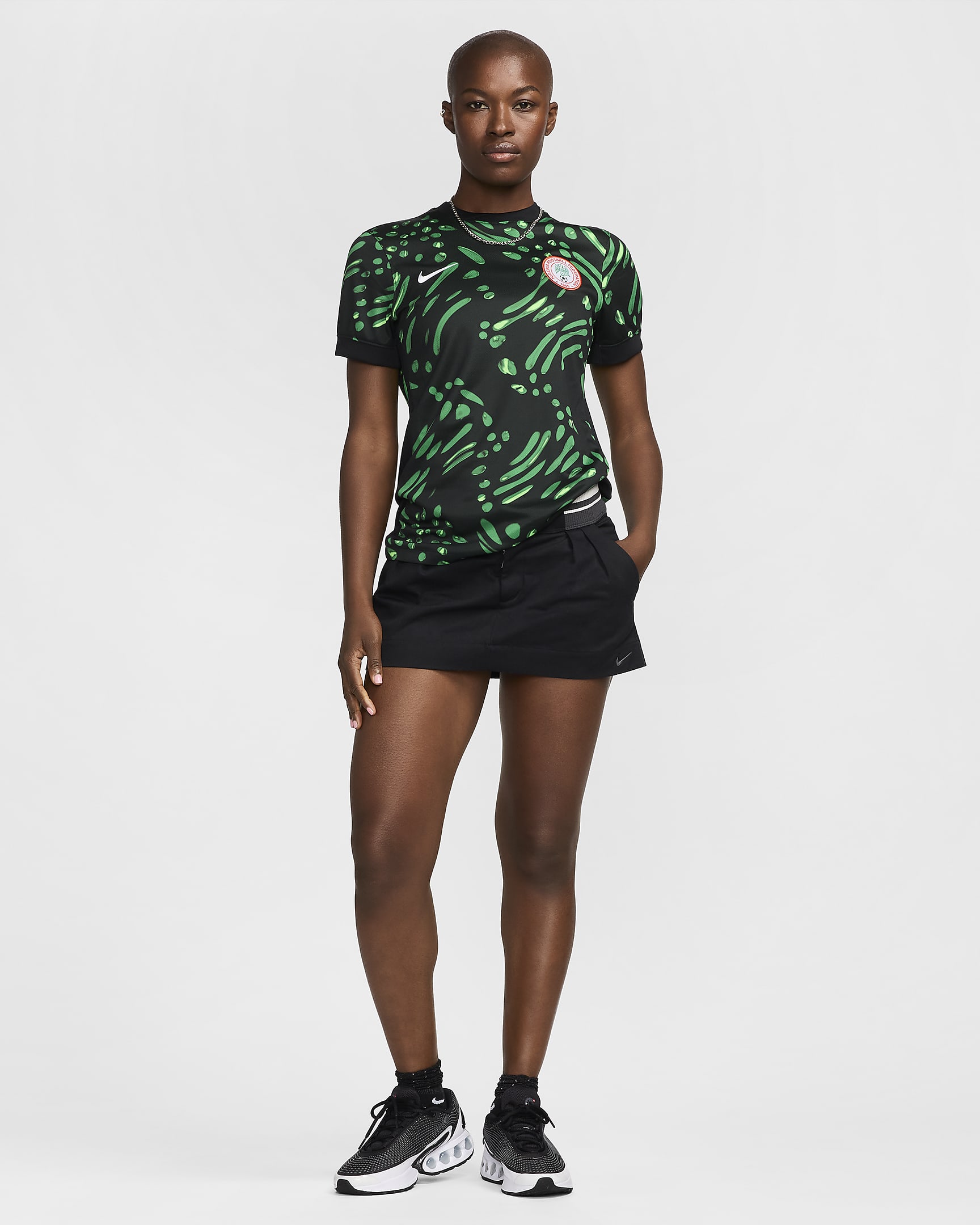 Nigeria (Women's Team) 2024/25 Stadium Away Women's Nike Dri-FIT Football Replica Shirt - Black/Lucky Green/White