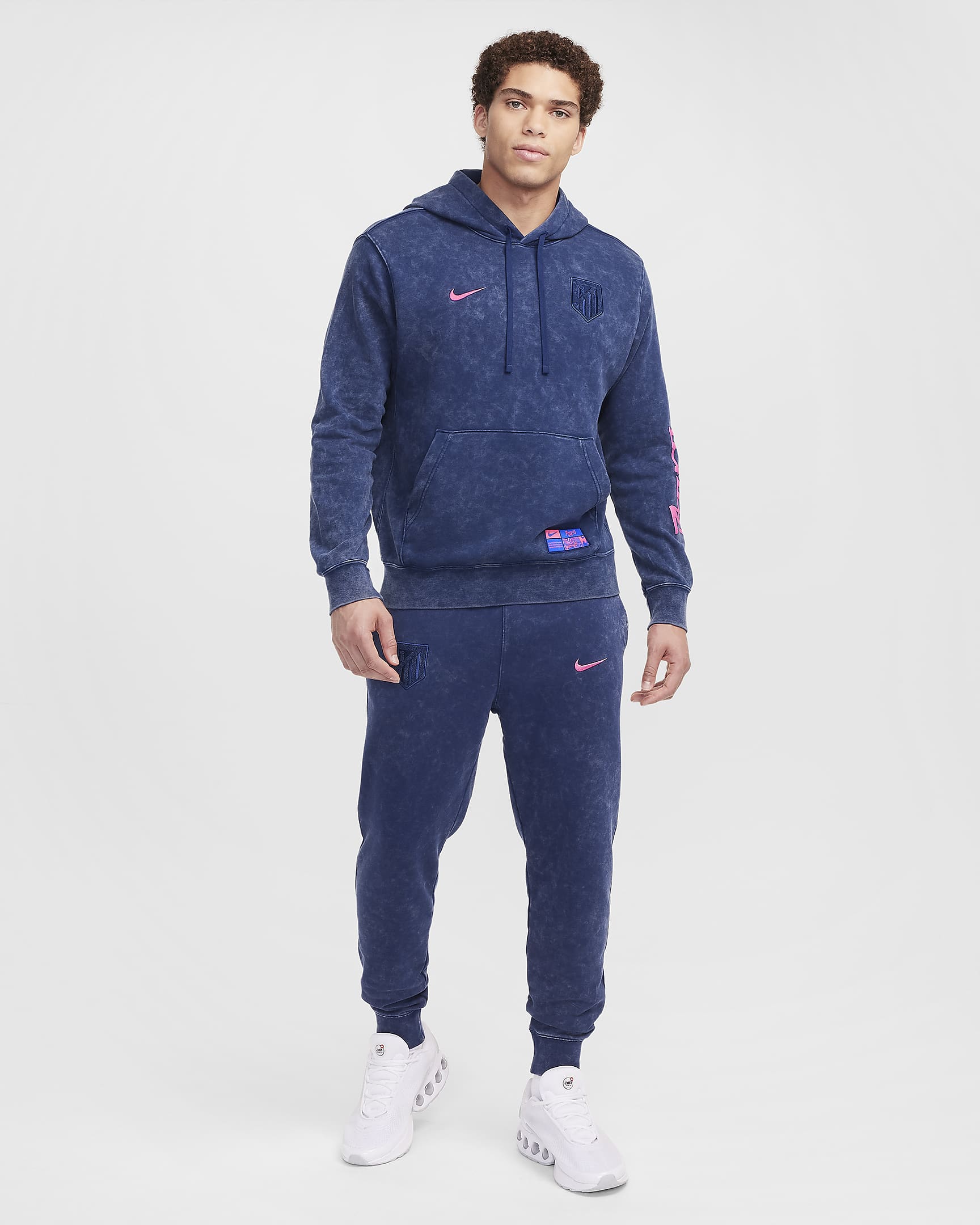 Felpa pullover in French Terry con cappuccio Nike Football Atlético de Madrid Club da uomo – Terza - Blue Void/Pink Glow