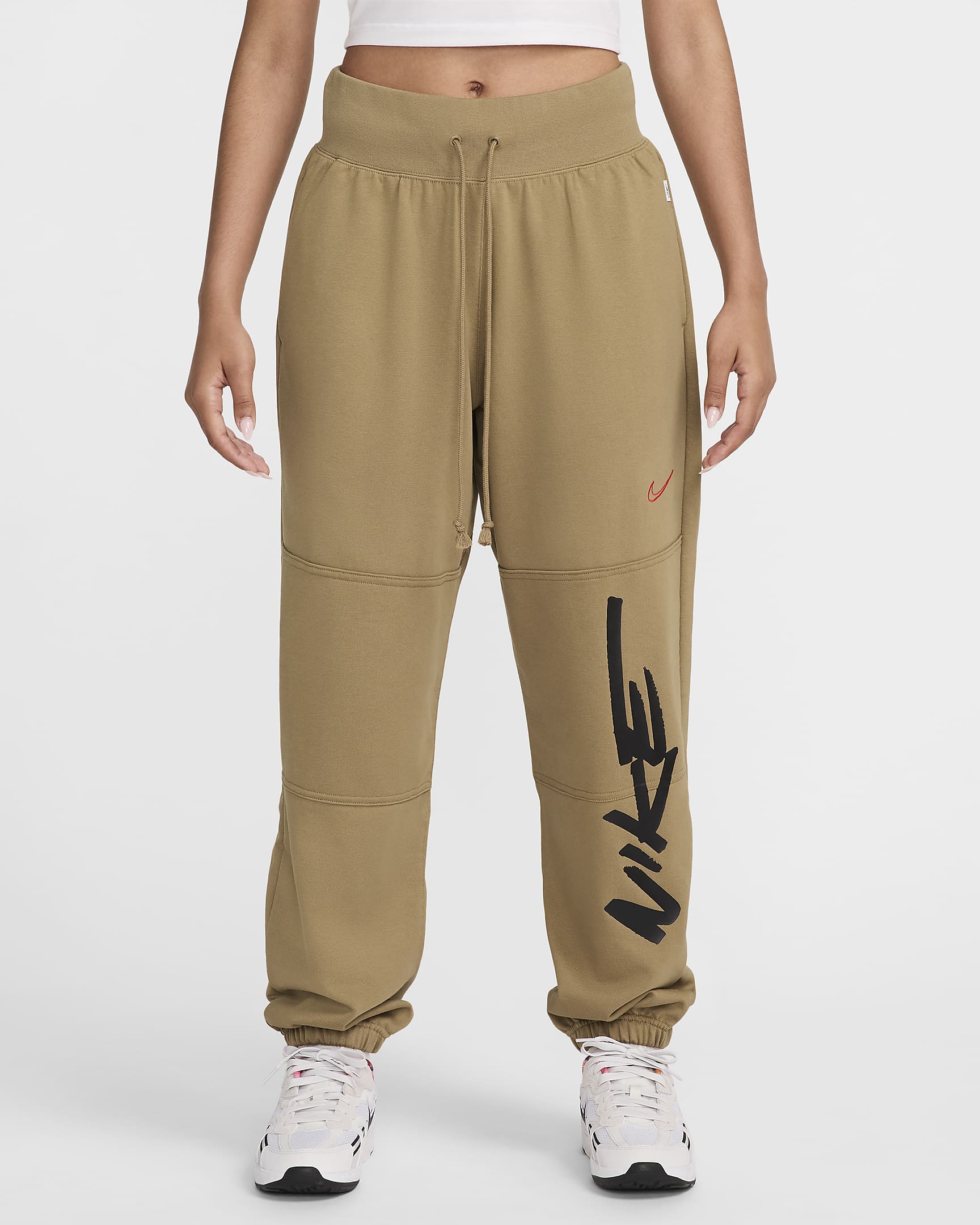 Nike Sportswear Breaking Oversize-French-Terry-Hose mit mittelhohem Bund (Damen) - Dark Driftwood