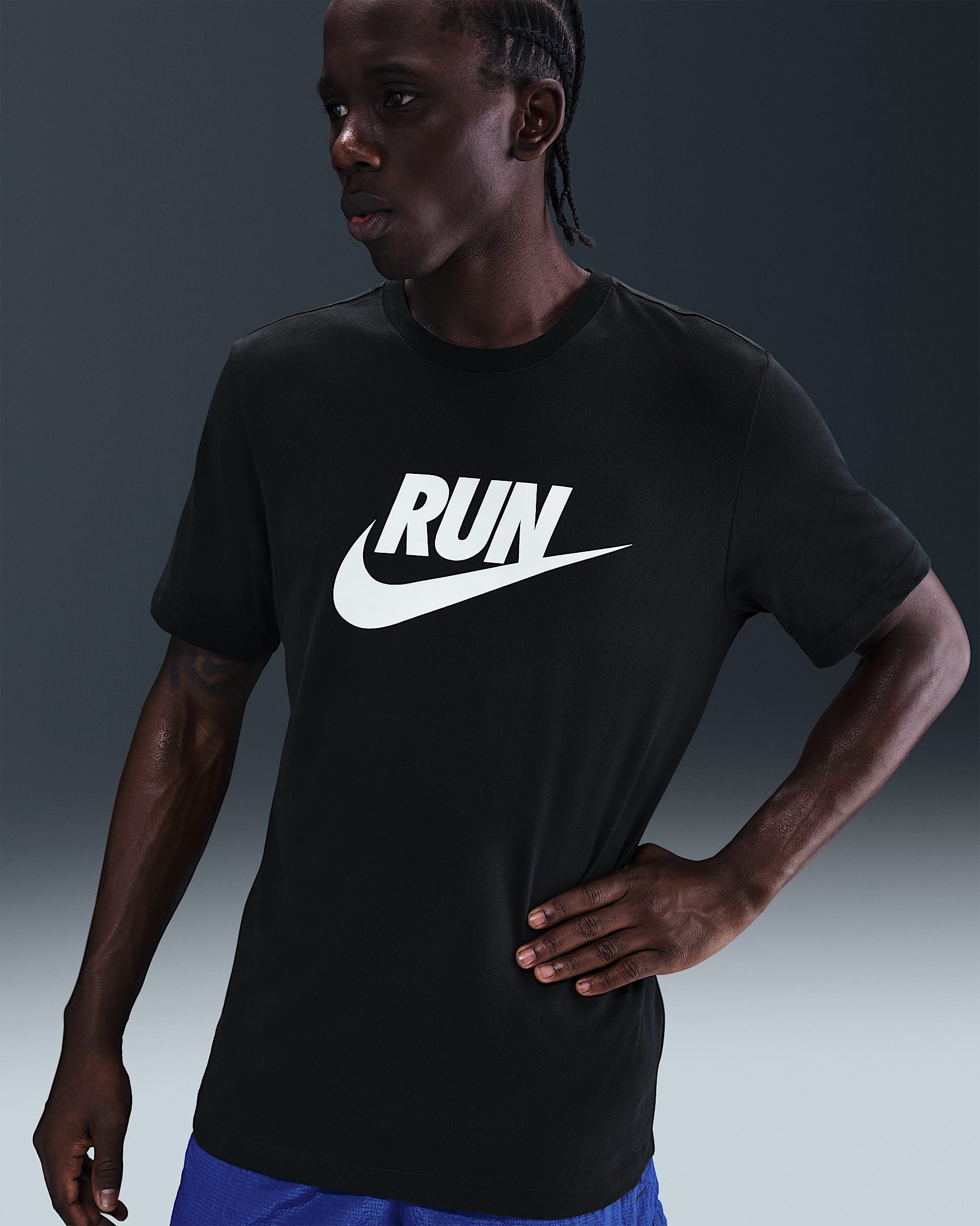 Nike Men's Dri-FIT Running T-Shirt - Black