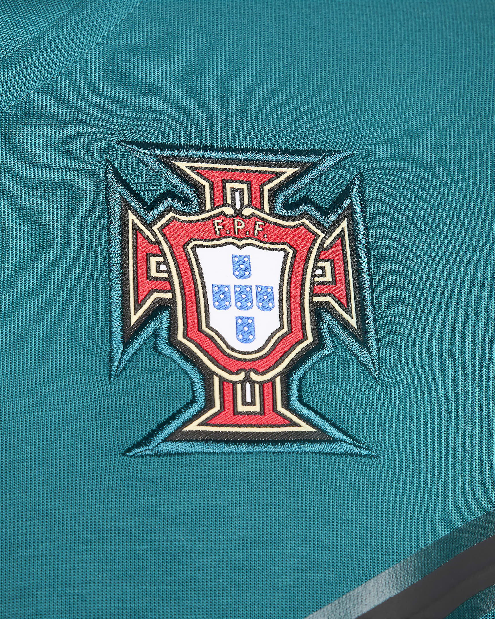 Fotbollshuvtröja med hel dragkedja Nike Portugal Tech Fleece Windrunner för män - Geode Teal/Sail