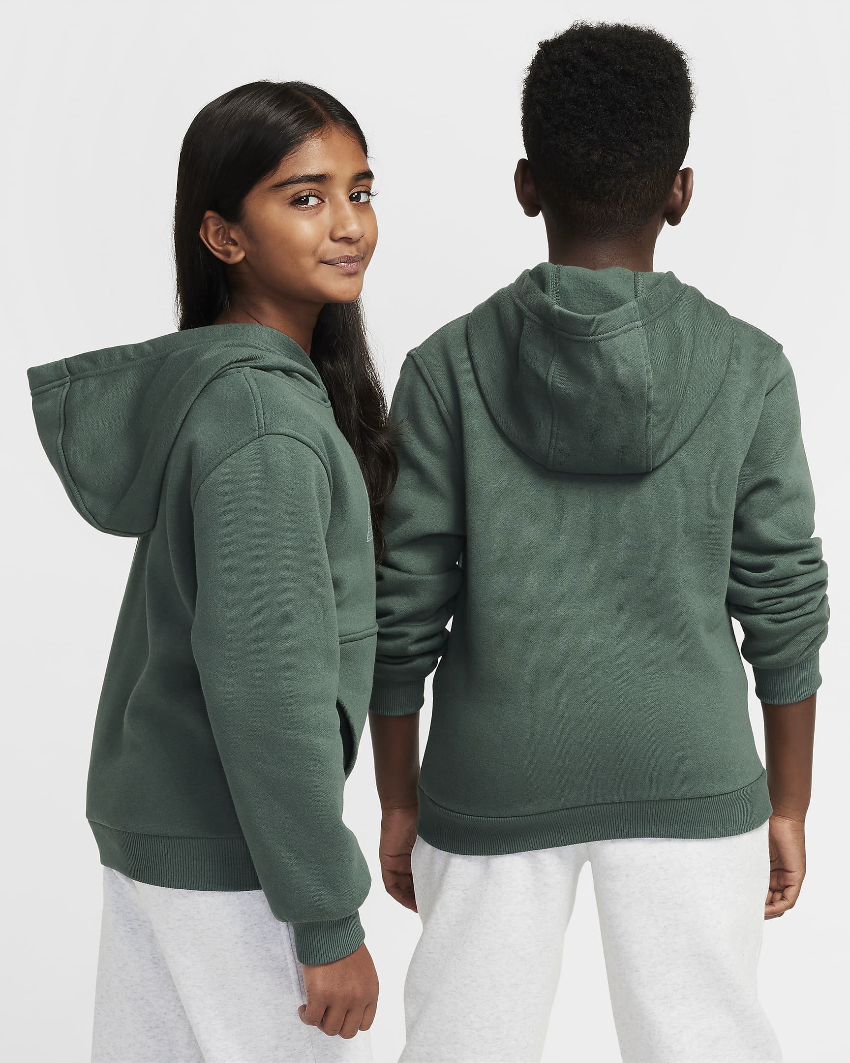 Nike Sportswear Club Fleece Big Kids' Pullover Hoodie - Vintage Green/Metallic Silver