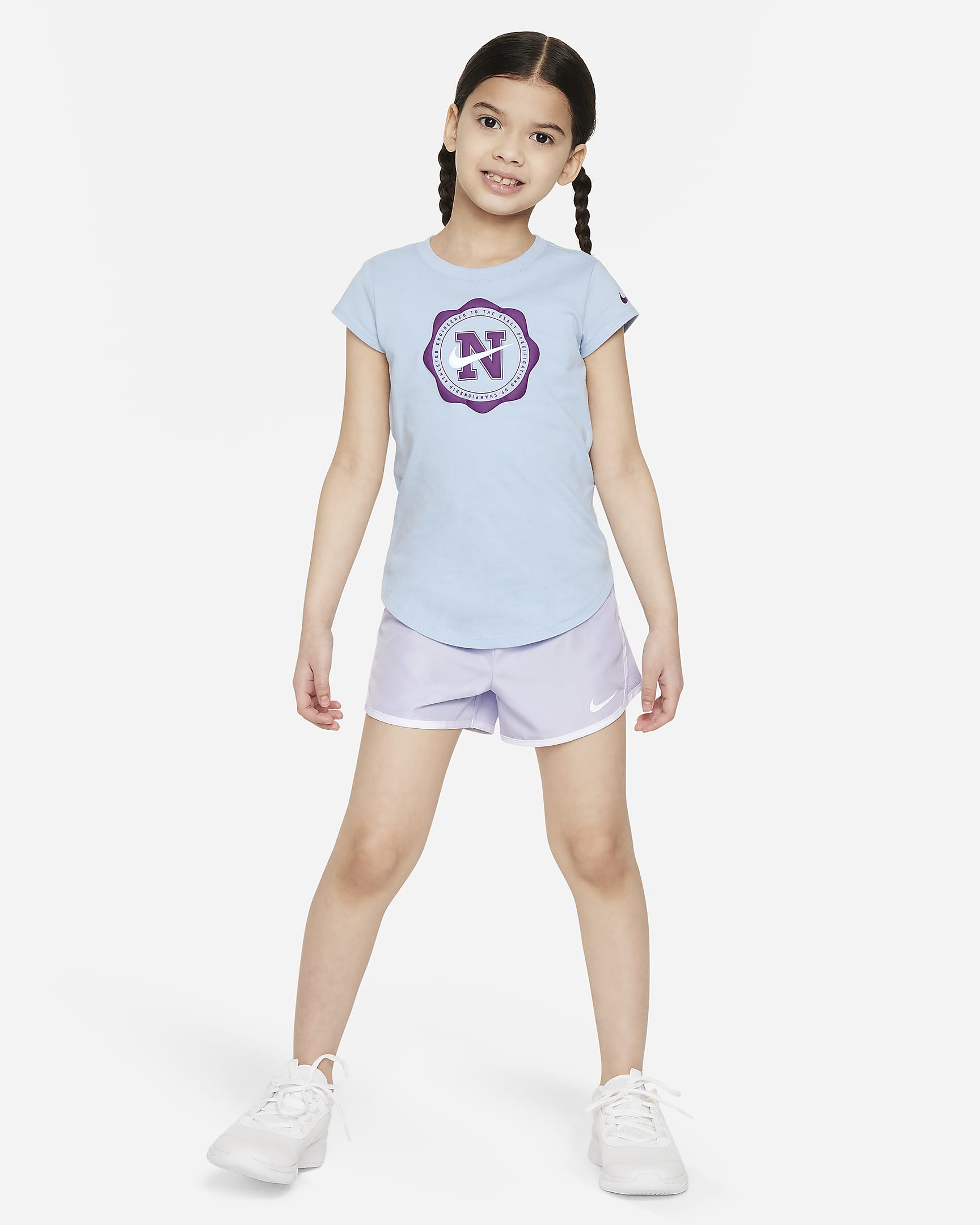 Playera con gráfico para niños talla pequeña Nike Prep in Your Step - Azul militar claro