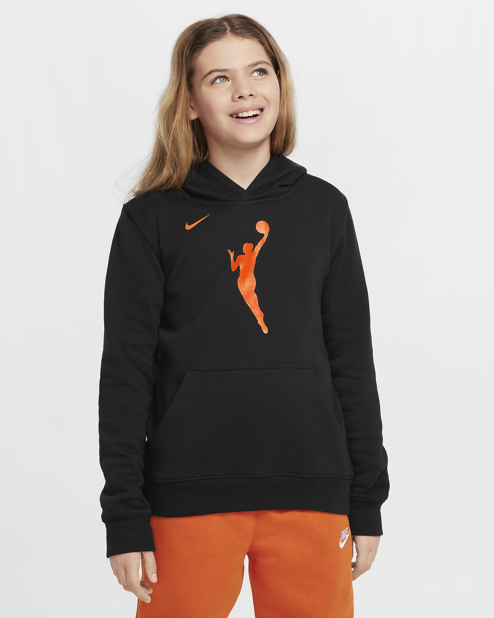 Sudadera con gorro sin cierre Nike WNBA para niños talla grande Team 13 Essential - Negro