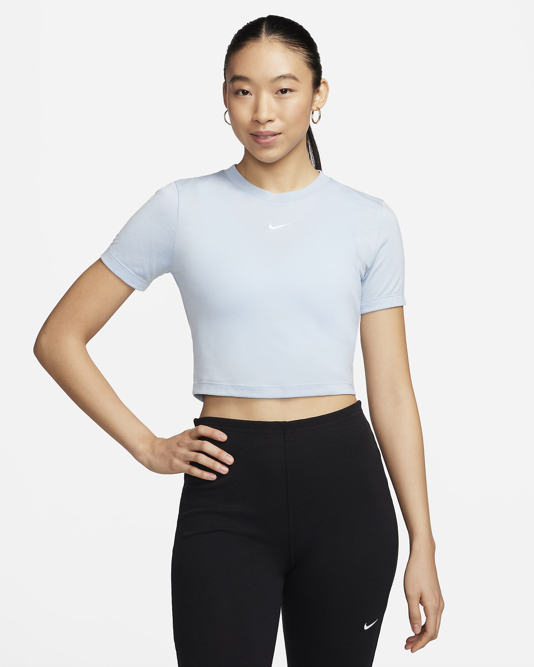 Nike Sportswear Essential Women's Slim Cropped T-Shirt - Light Armory Blue/White