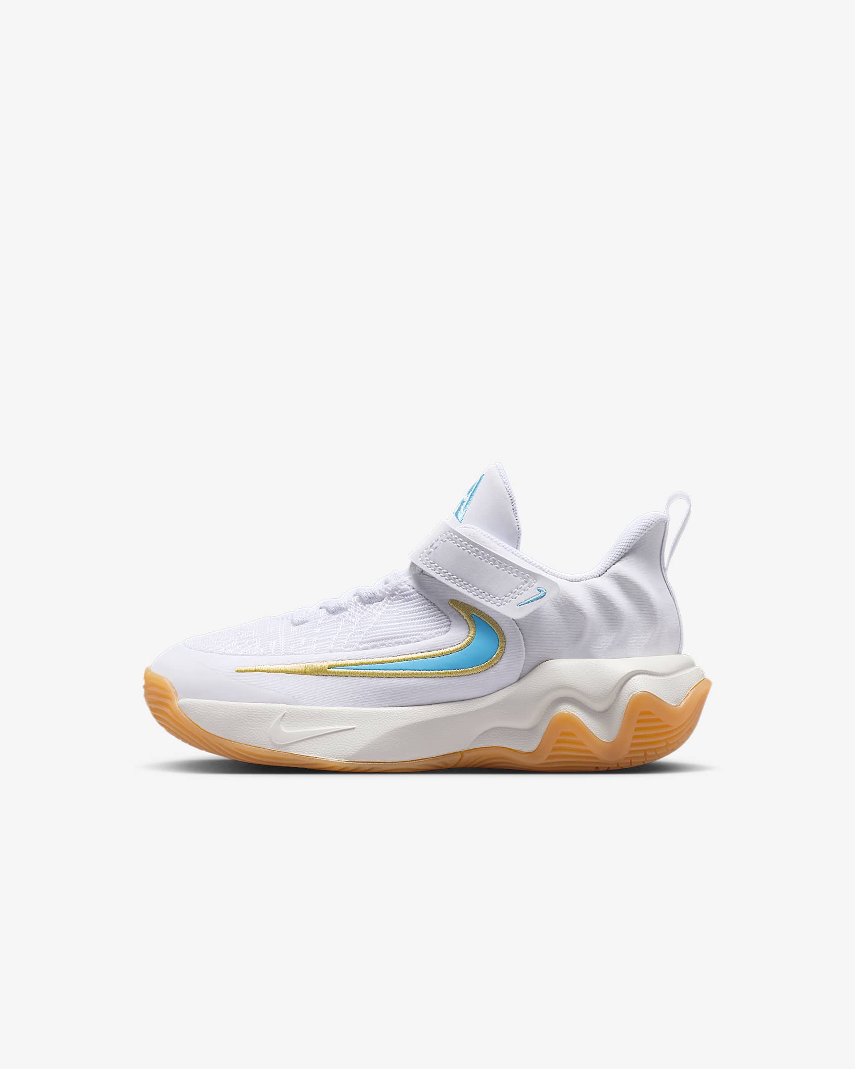 Giannis Immortality 4 Younger Kids' Shoes - White/Team Gold/Gum Yellow/Aquarius Blue