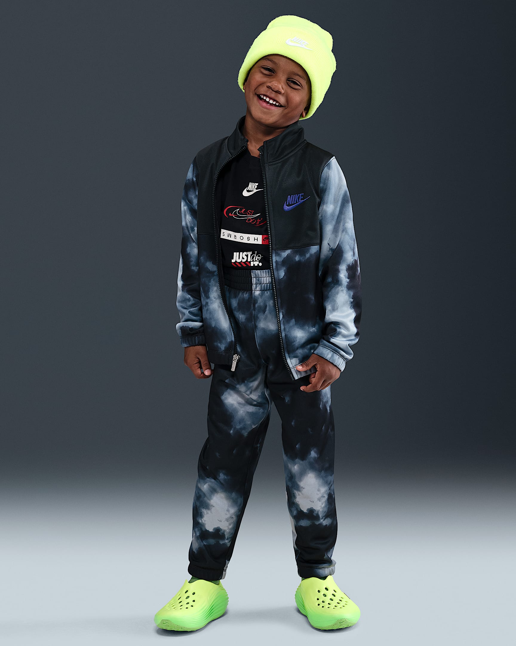 Nike Sportswear Dri-FIT Little Kids' Futura Storm Printed 2-Piece Propus Set - Dark Smoke Grey
