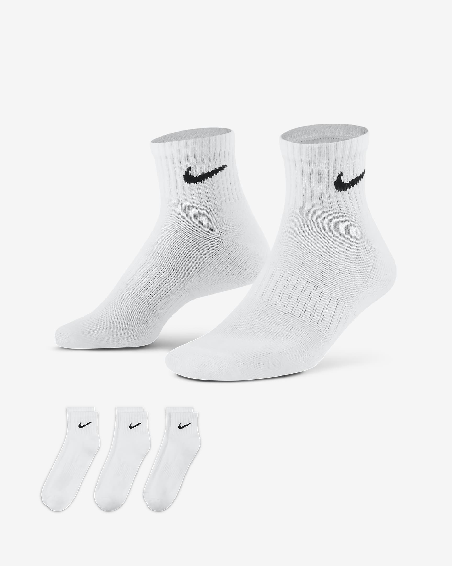 Chaussettes de training Nike Everyday Cushioned (3 paires) - Blanc/Noir