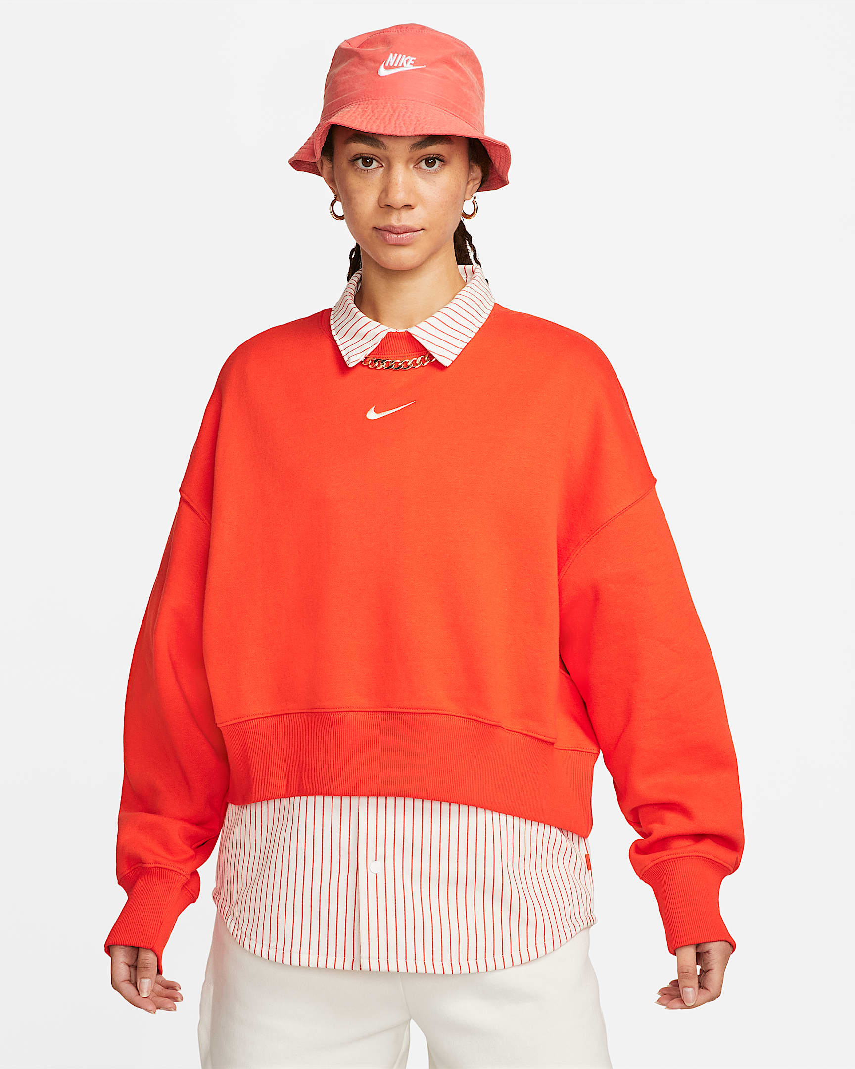 Nike Sportswear Phoenix Fleece Women's Over-Oversized Crew-Neck Sweatshirt - Picante Red/Sail