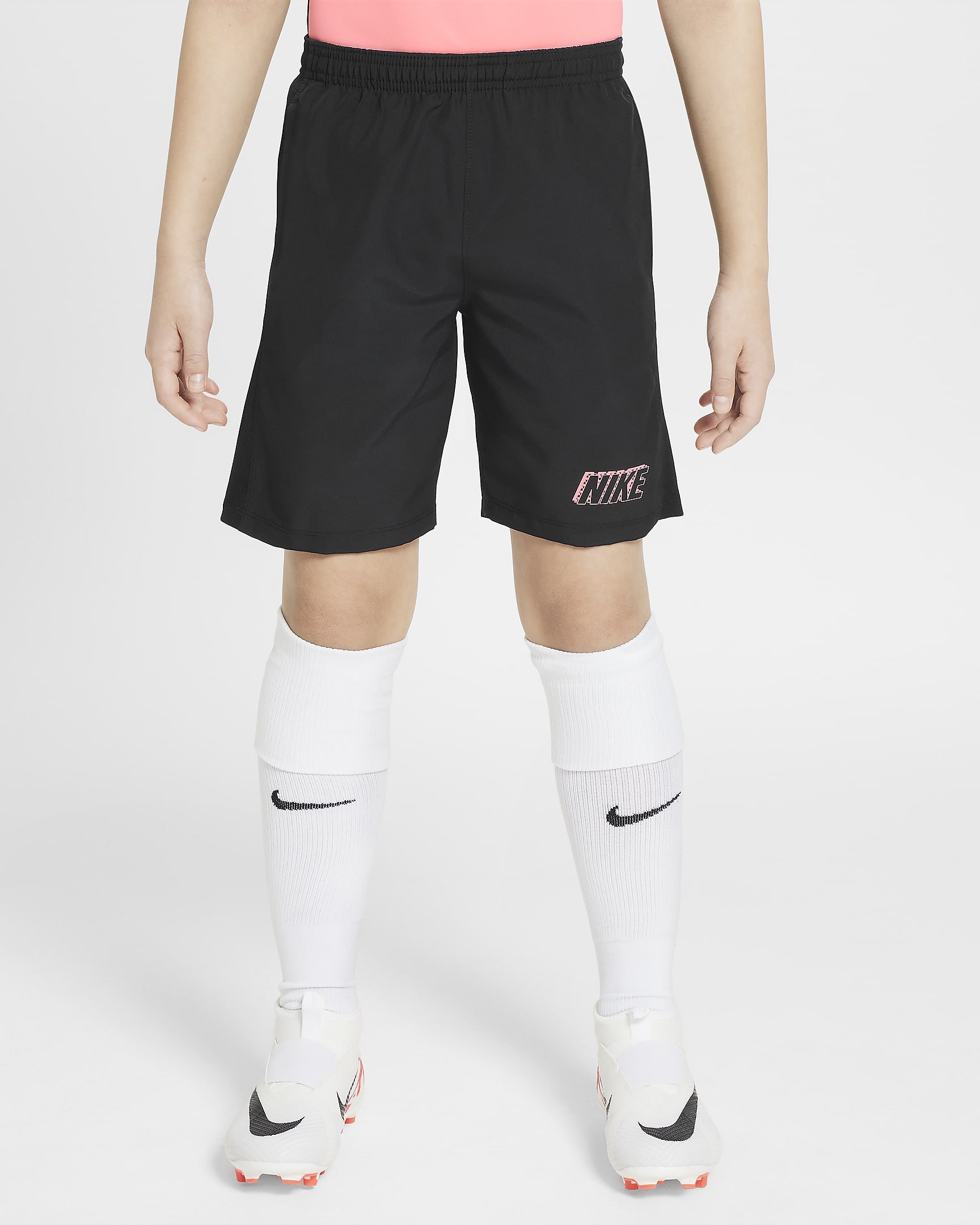 Calções de futebol Nike Dri-FIT Academy23 Júnior - Preto/Preto/Sunset Pulse