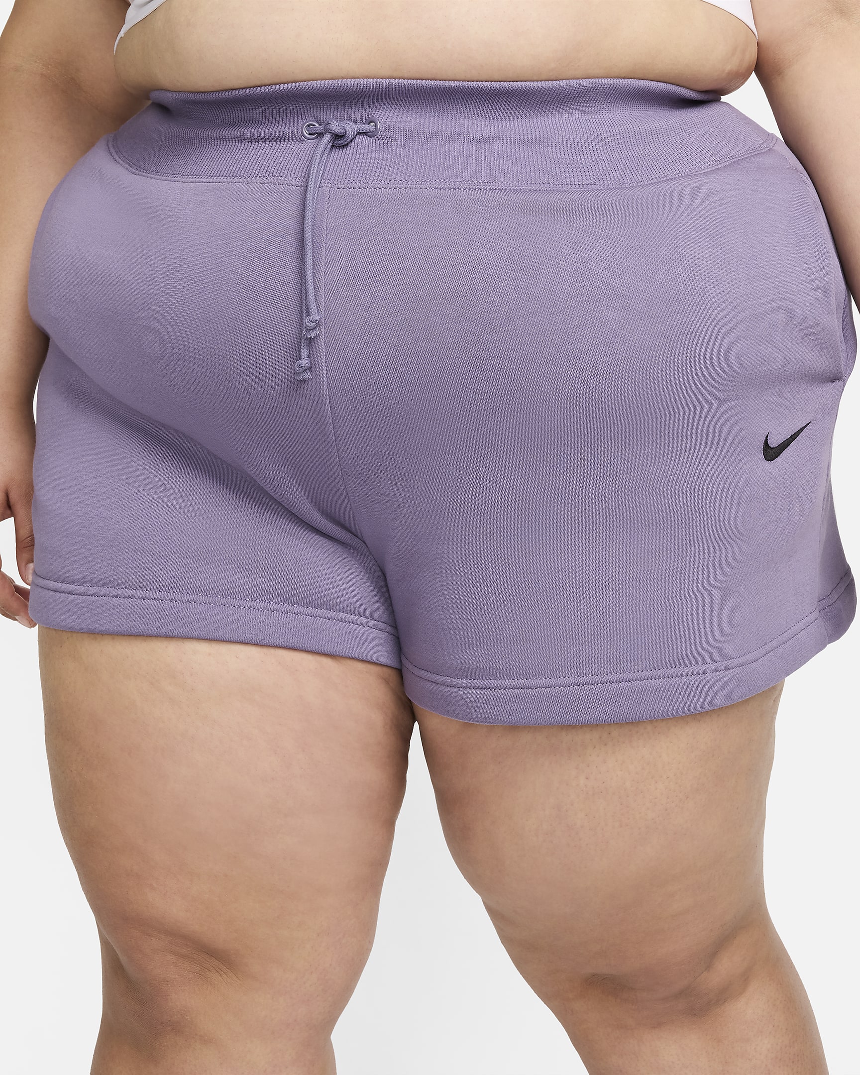 Nike Sportswear Phoenix Fleece Women's High-Waisted Loose Shorts (Plus Size) - Daybreak/Black