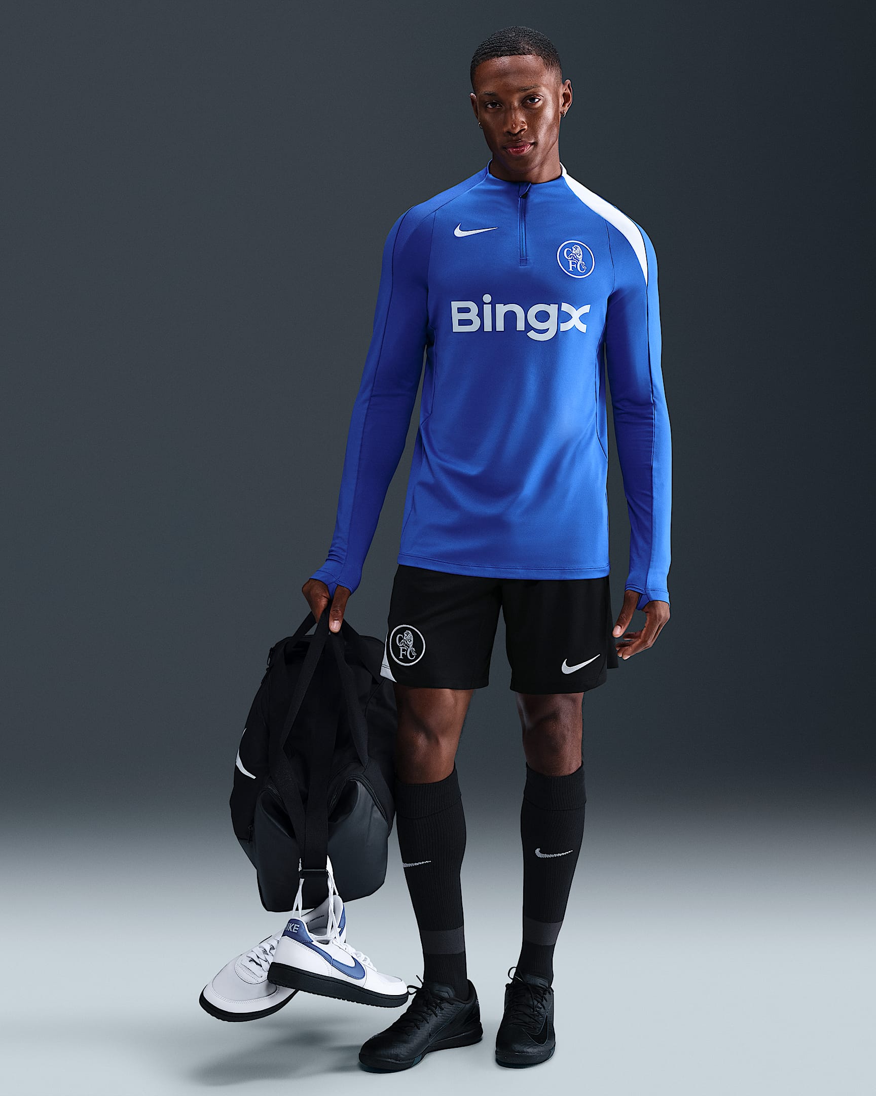 Chelsea FC Strike Third Men's NIke Dri-FIT Total 90 Soccer Knit Shorts - Black/Field Silver/Field Silver