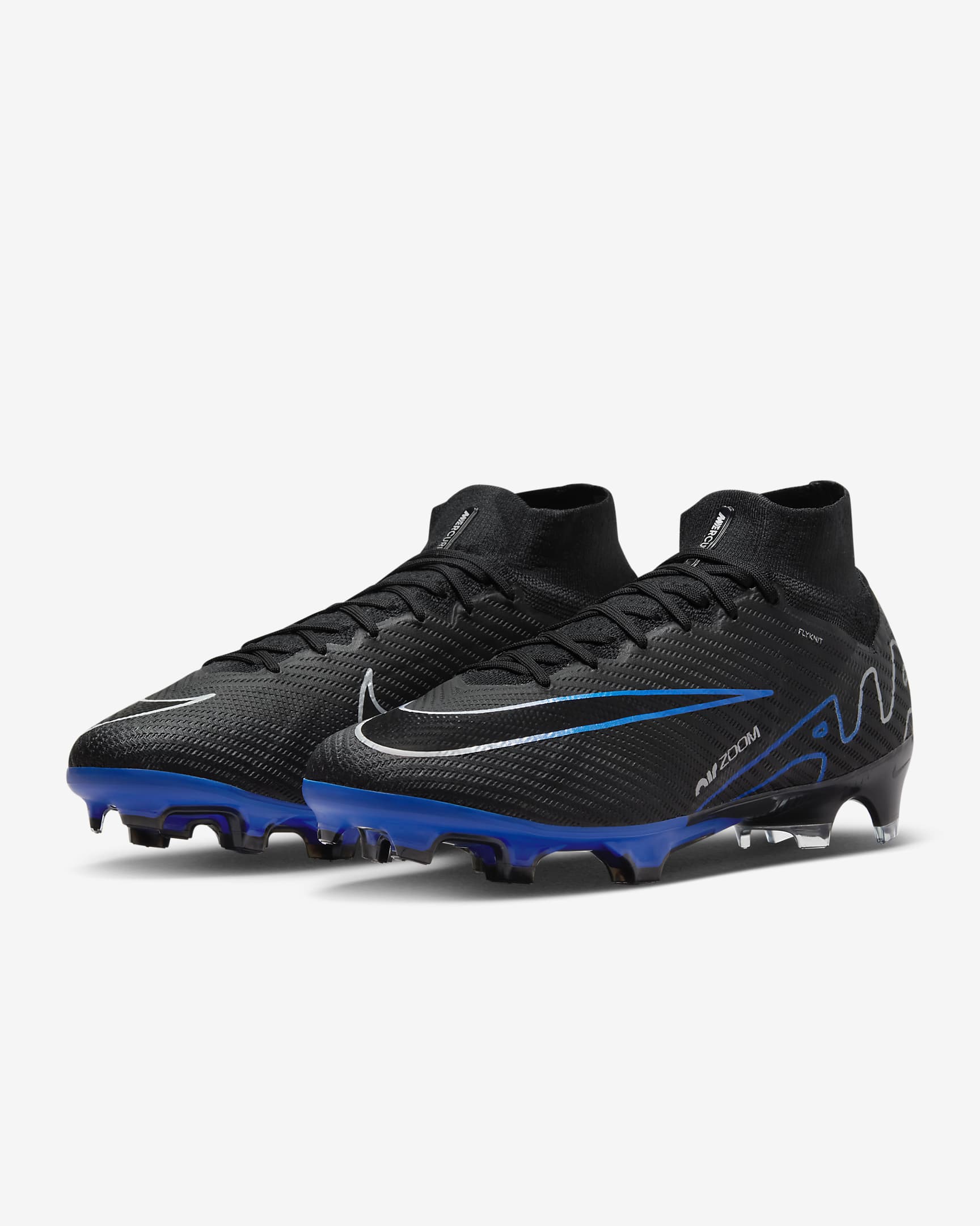 Nike Mercurial Superfly 9 Elite Firm-Ground High-Top Soccer Cleats - Black/Hyper Royal/Chrome