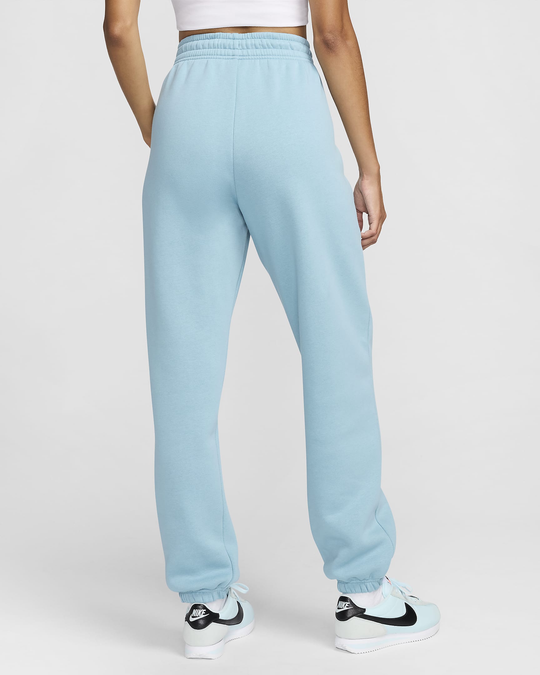 Nike Sportswear Phoenix Fleece Women's High-Waisted Oversized Tracksuit Bottoms - Denim Turquoise/Sail