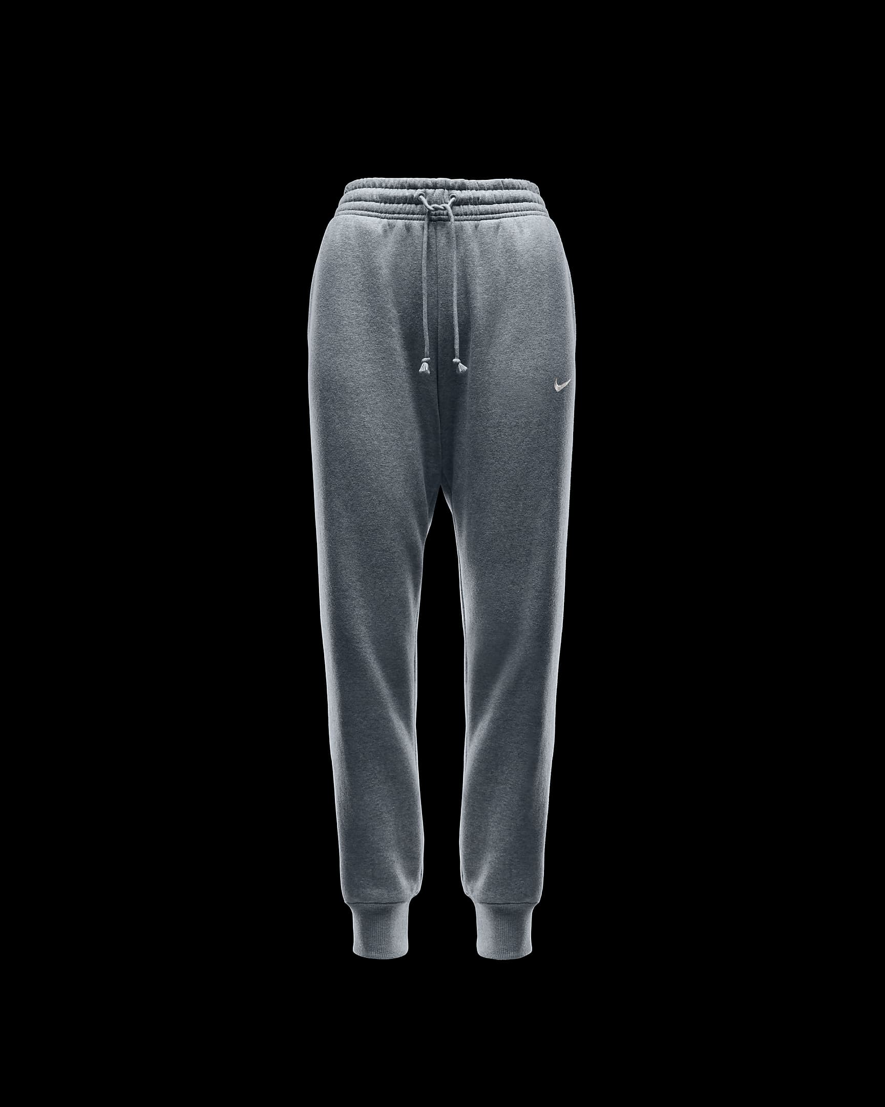 Pants de entrenamiento de tiro medio para mujer Nike Sportswear Phoenix Fleece - Gris oscuro jaspeado/Vela