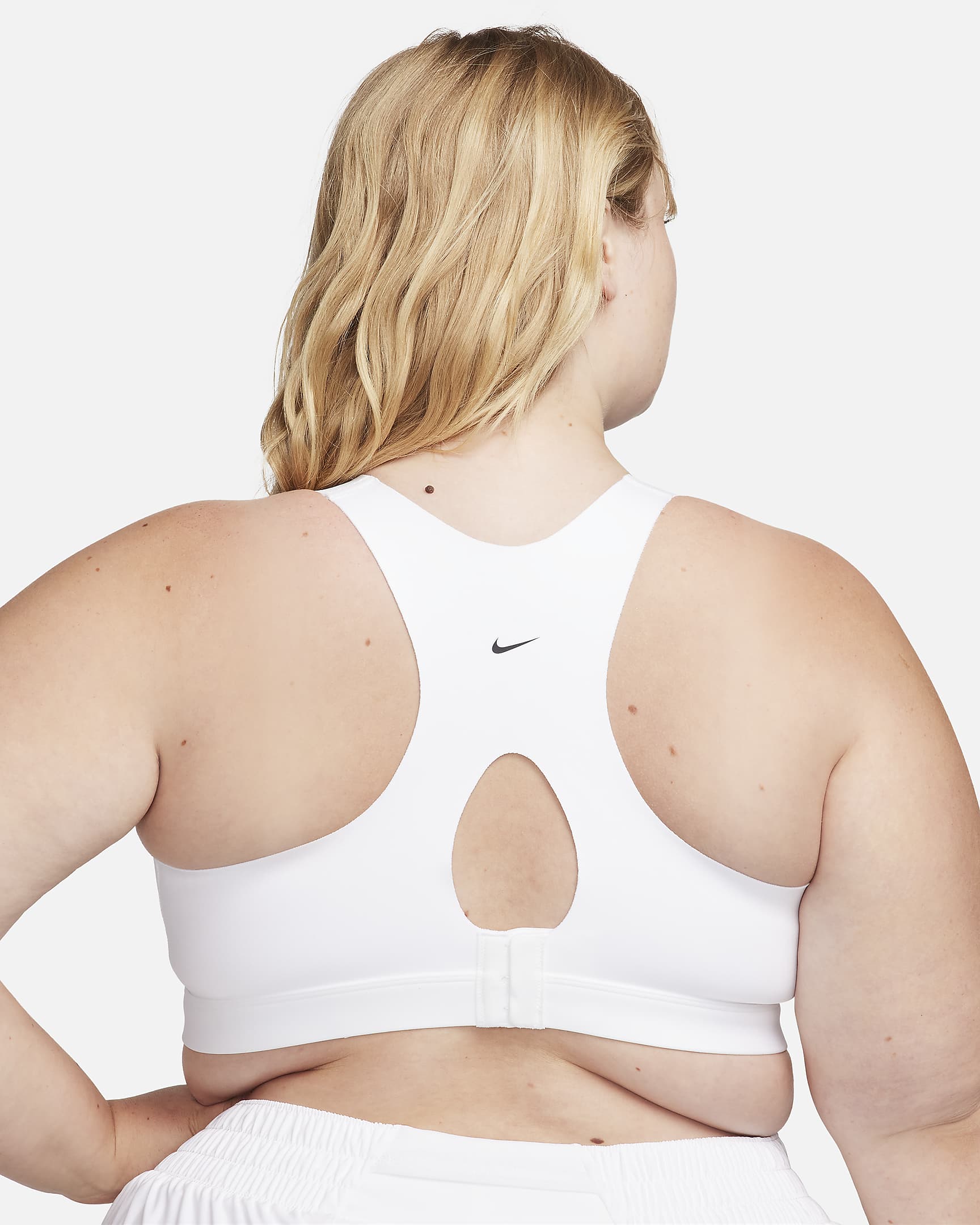 Nike Alpha gepolsterter Sport-BH mit Reißverschluss vorne und starkem Halt für Damen - Weiß/Weiß/Weiß/Schwarz