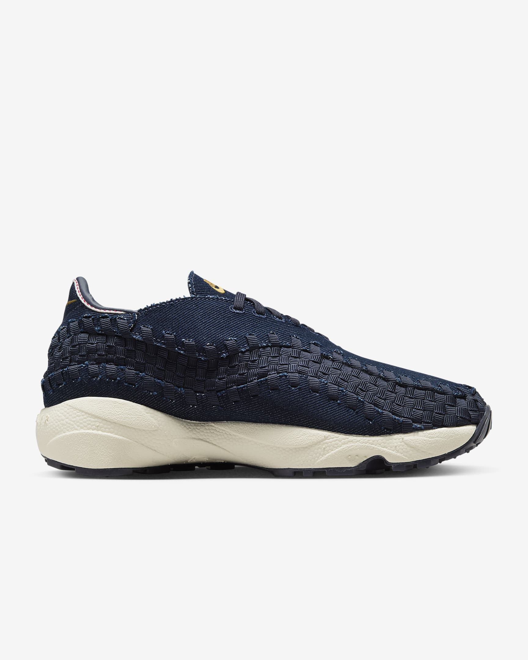 Vævede Nike Air Footscape-sko til kvinder - Denim/Obsidian/Coconut Milk/Wheat Gold