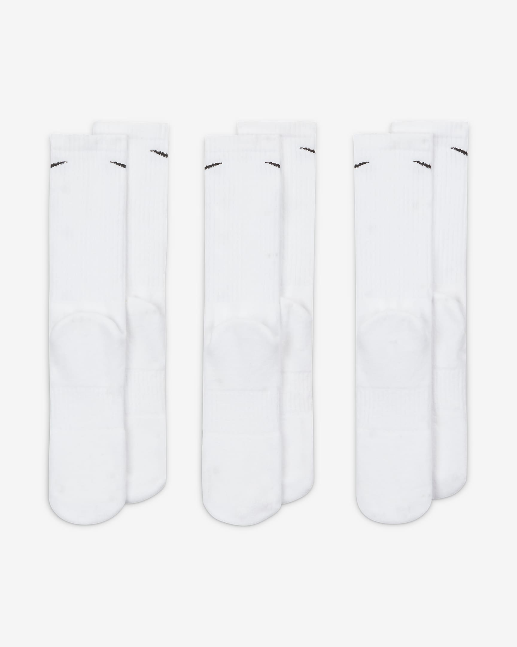 Nike Everyday Cushioned Calcetines largos de entrenamiento (3 pares) - Blanco/Negro