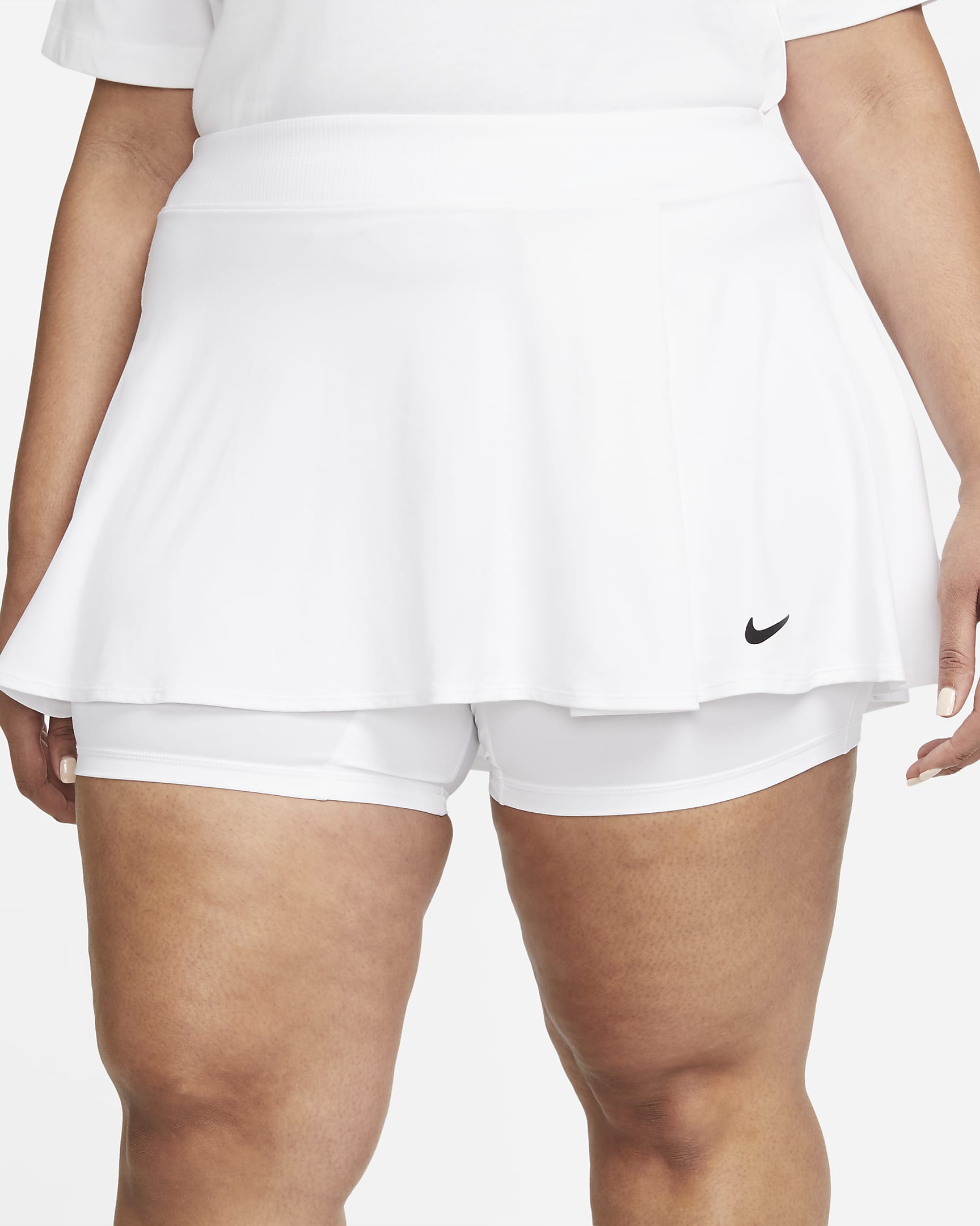 NikeCourt Dri-FIT Victory Women's Flouncy Tennis Skirt (Plus Size) - White/Black