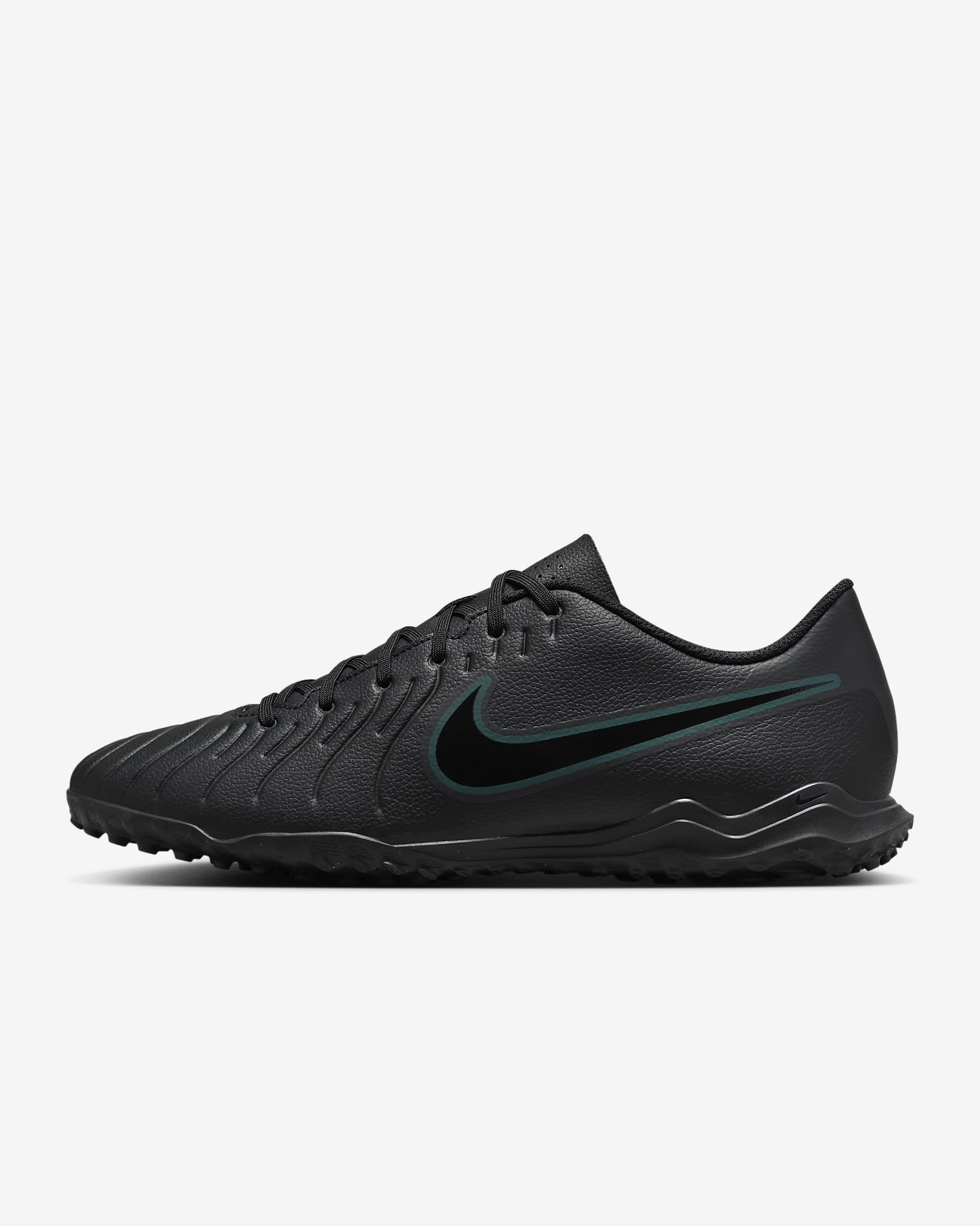 Nike Tiempo Legend 10 Club Low-Top-Fußballschuh für Turf - Schwarz/Deep Jungle/Schwarz