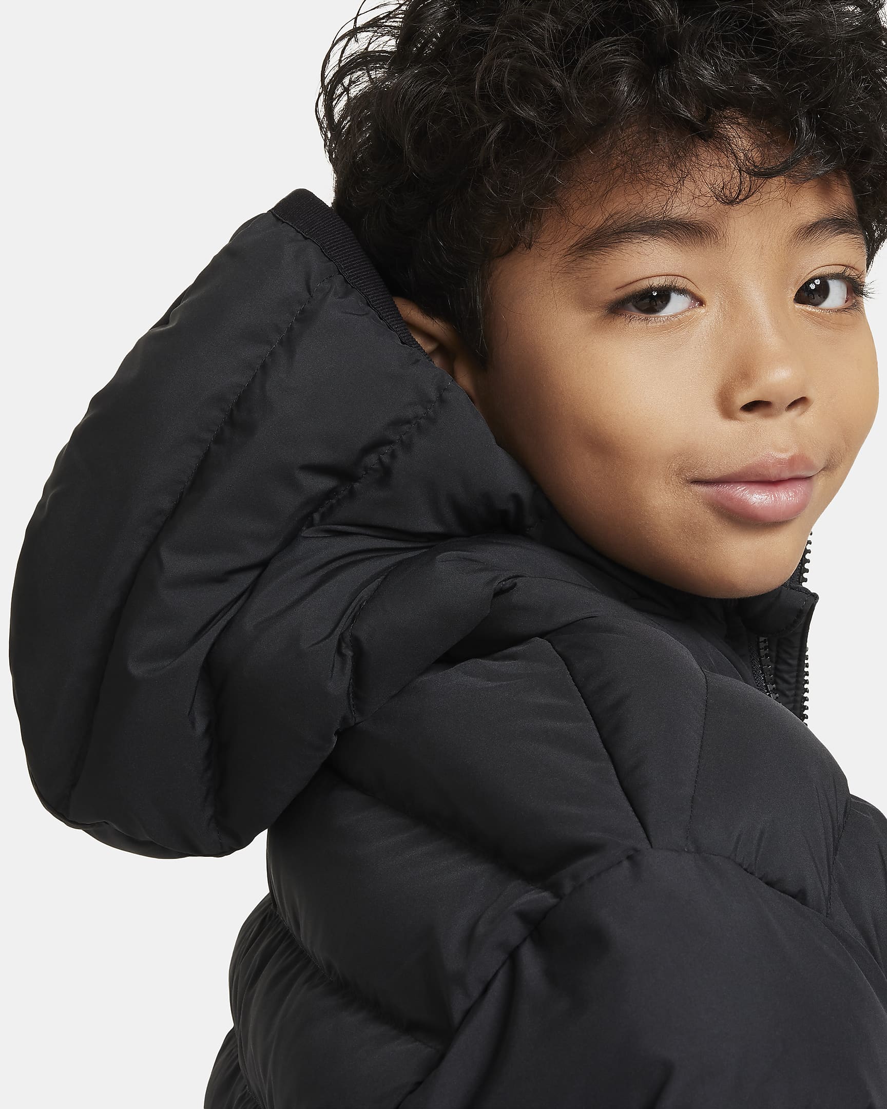 Nike Sportswear Lightweight Synthetic Fill Big Kids' Loose Hooded Jacket - Black/Black/White