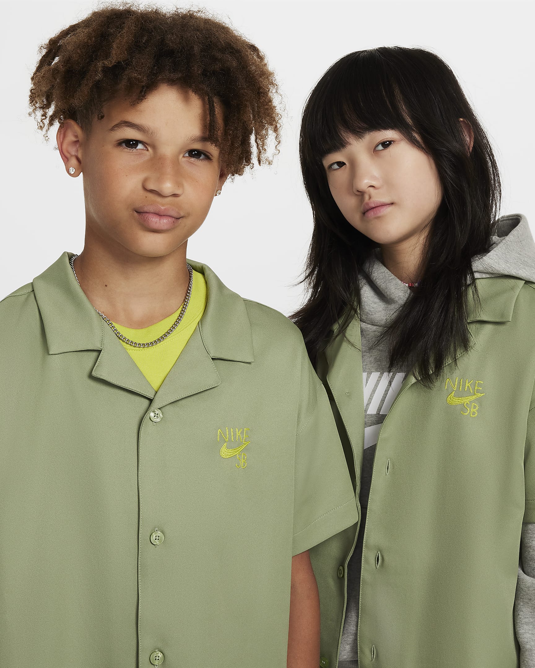 Nike SB Big Kids' Dri-FIT Bowling Shirt - Oil Green