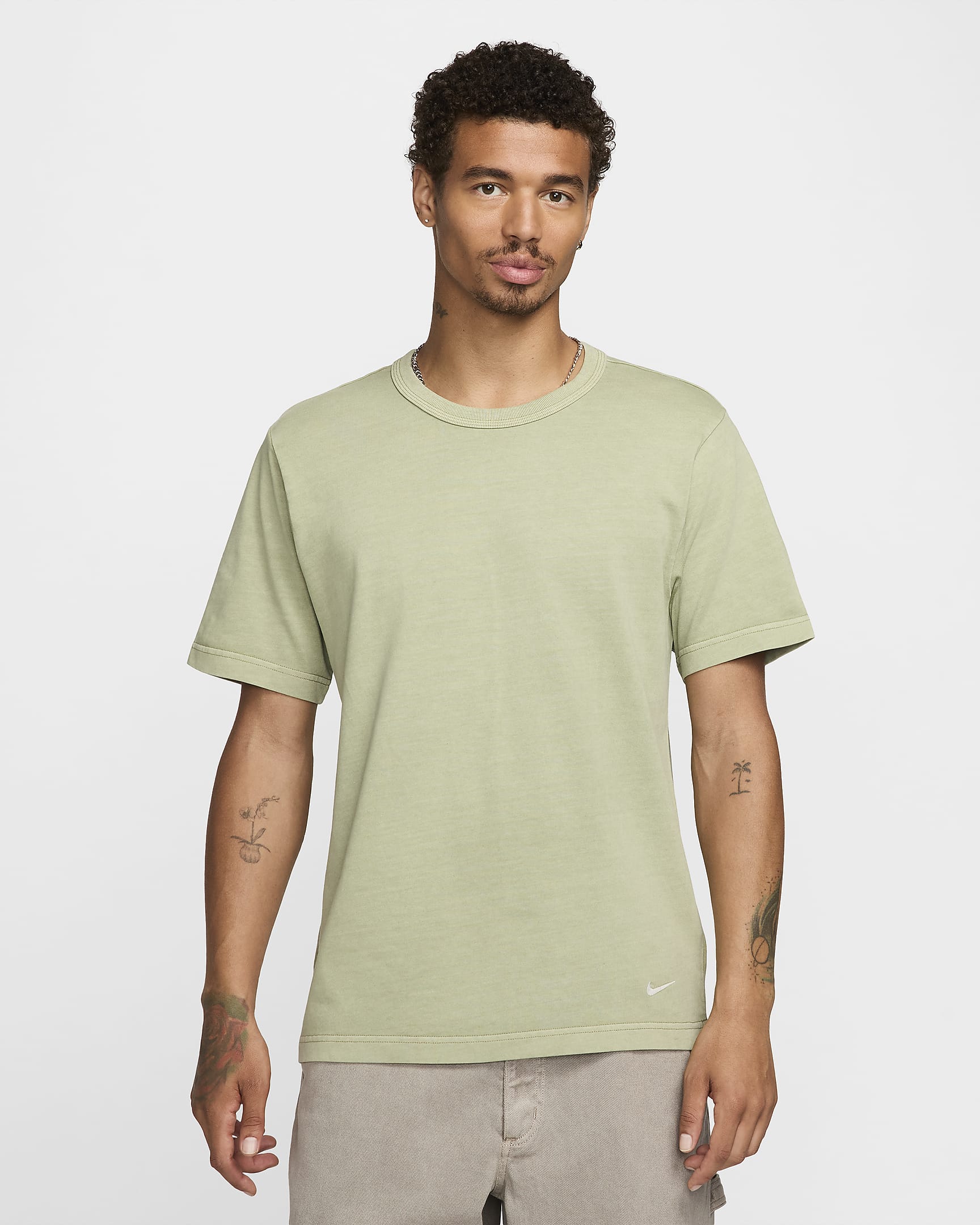 Nike Life Kurzarm-Strickoberteil für Herren - Oil Green/Oil Green