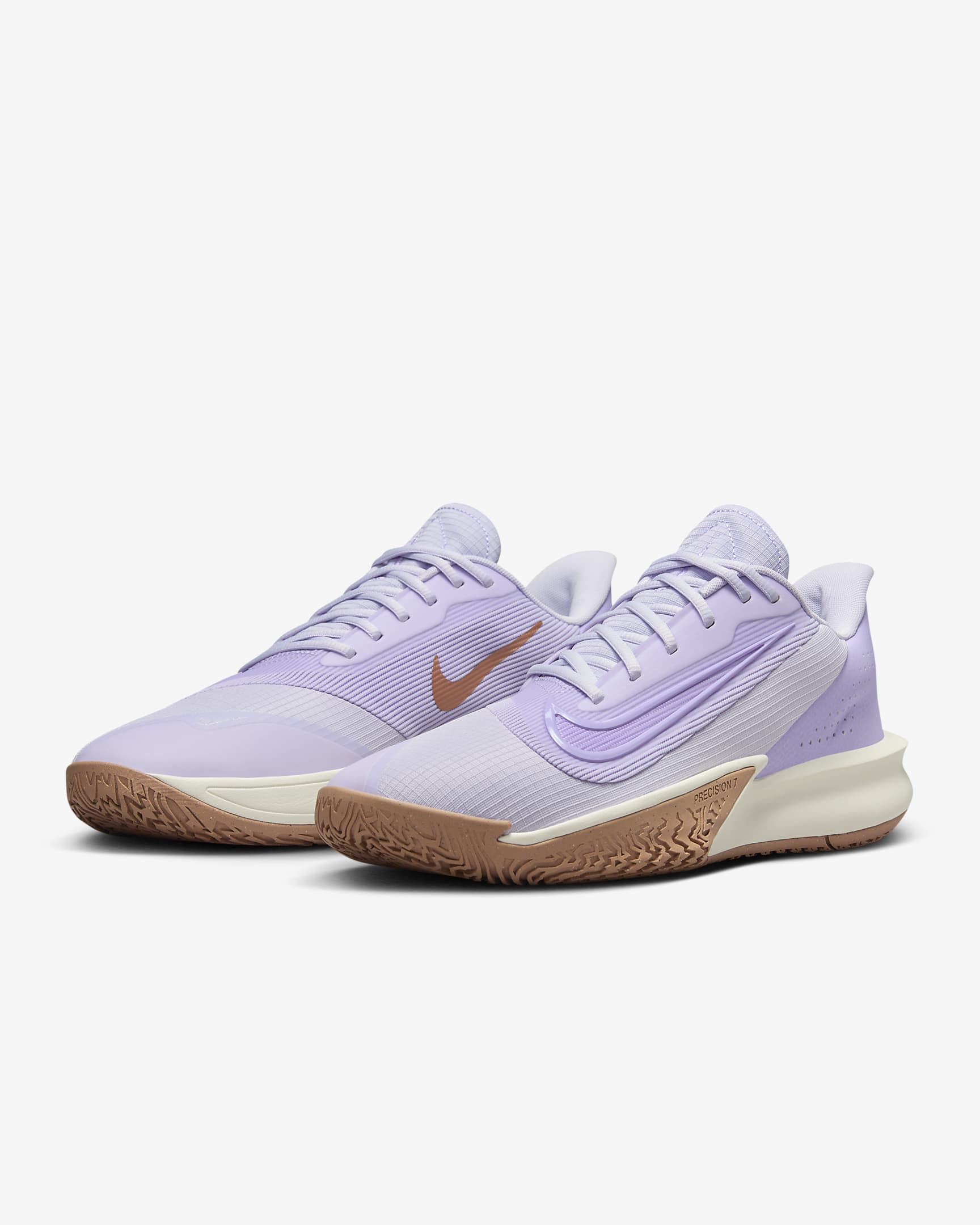 รองเท้าบาสเก็ตบอลผู้ชาย Nike Precision 7 - Barely Grape/Sail/Dusted Clay/Lilac Bloom