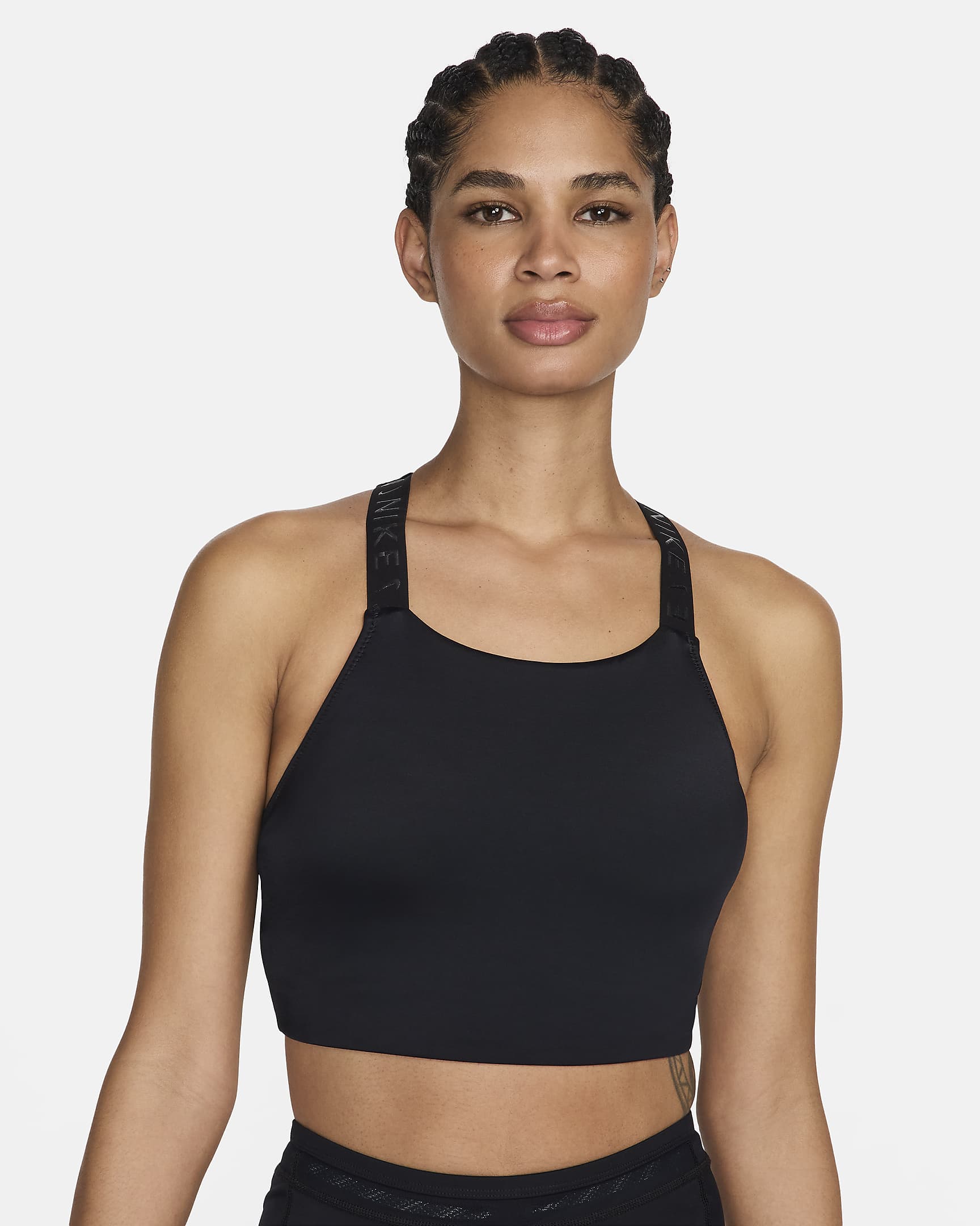 Top Midkini de cuello alto para mujer Nike Swim HydraLock Fusion - Negro