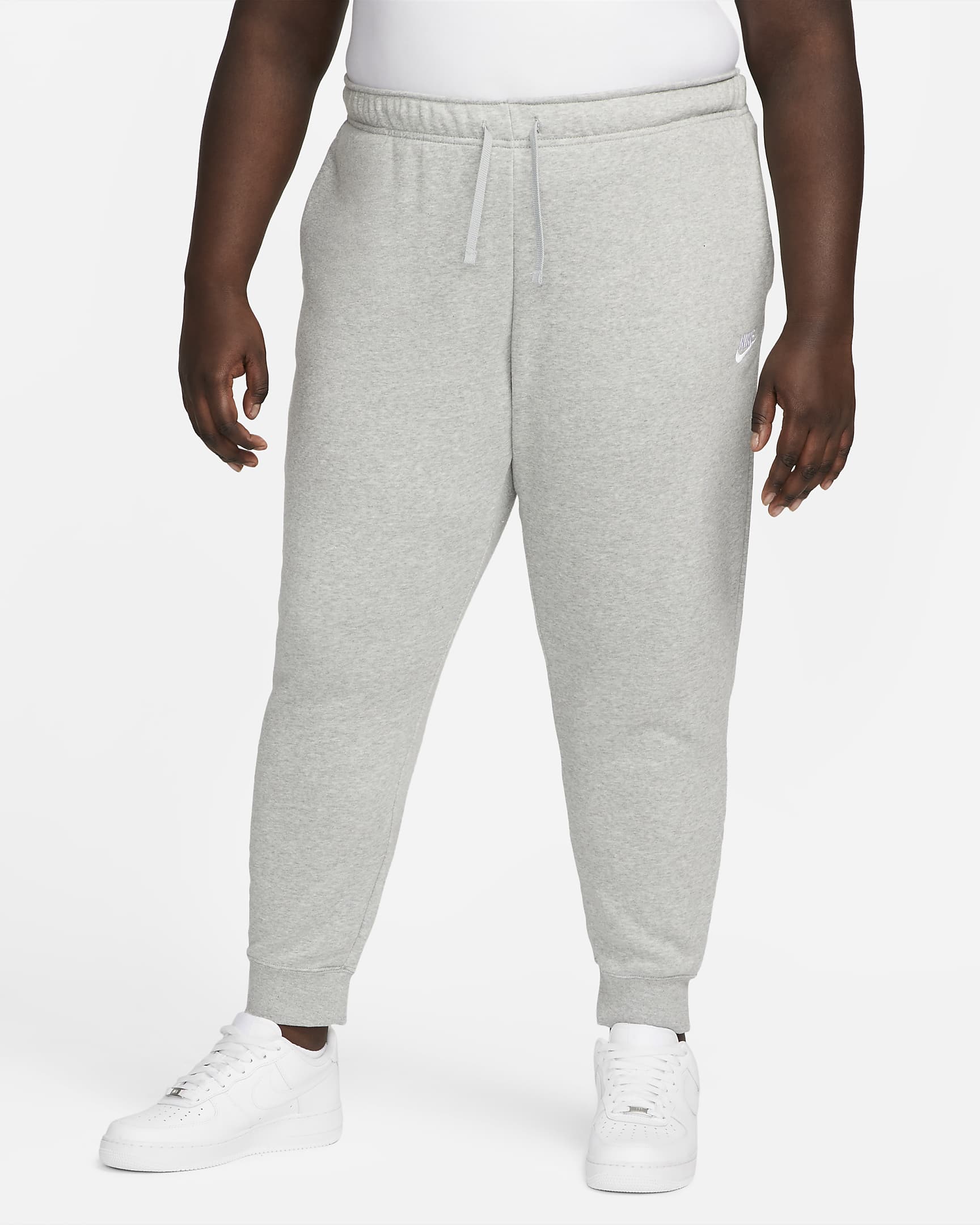 Nike Sportswear Club Fleece Women's Mid-Rise Joggers (Plus Size) - Dark Grey Heather/White