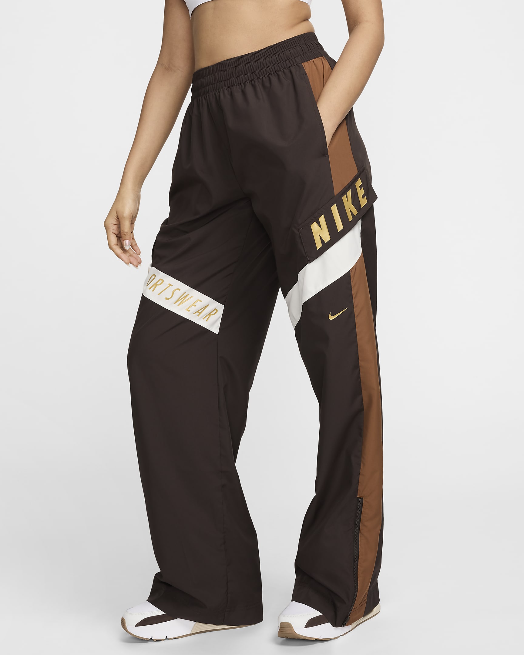 Pantaloni a vita alta Nike Sportswear – Donna - Velvet Brown/Light British Tan/Sail